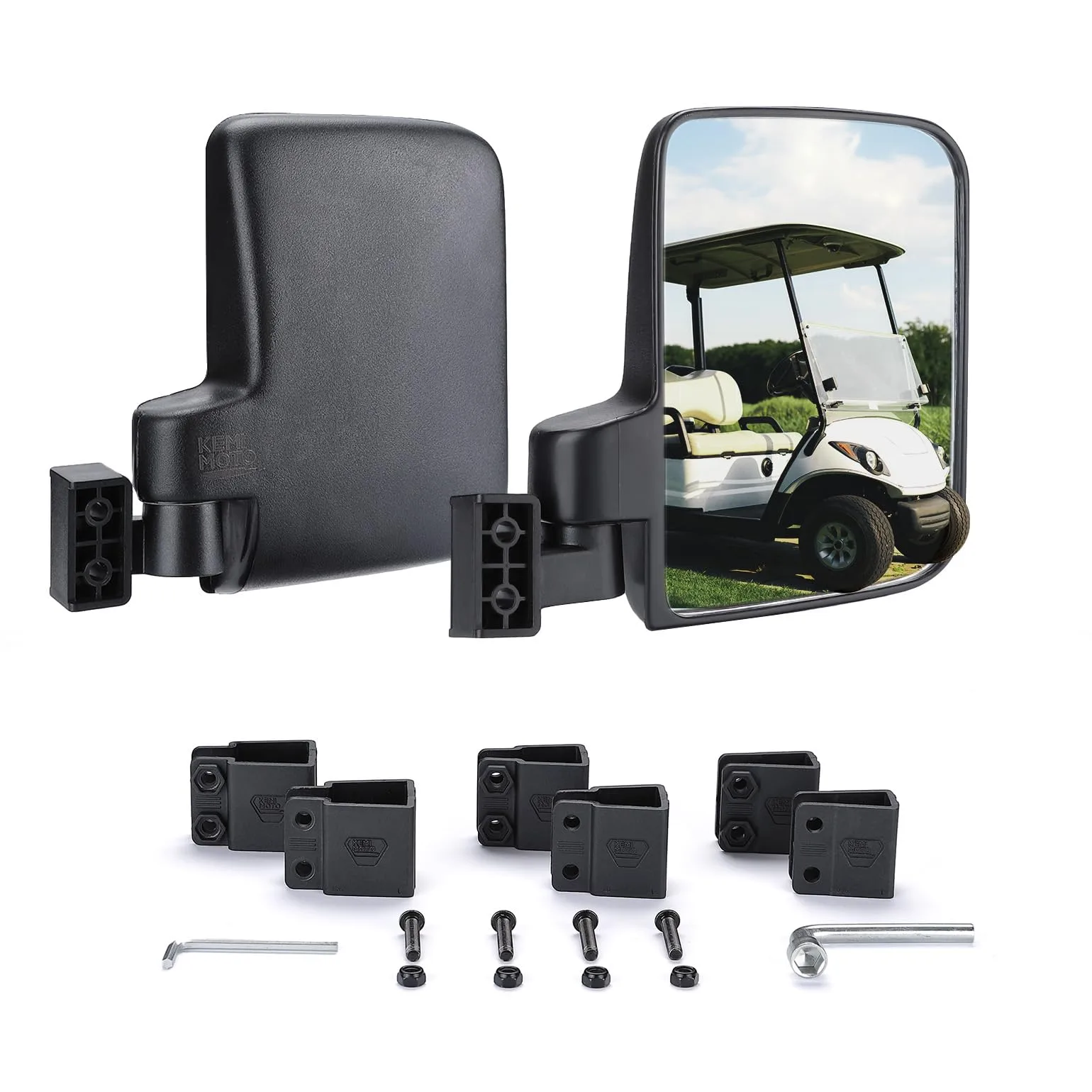 KEMIMOTO Golf Cart Side Mirrors KM3B0106-16101BK-CA