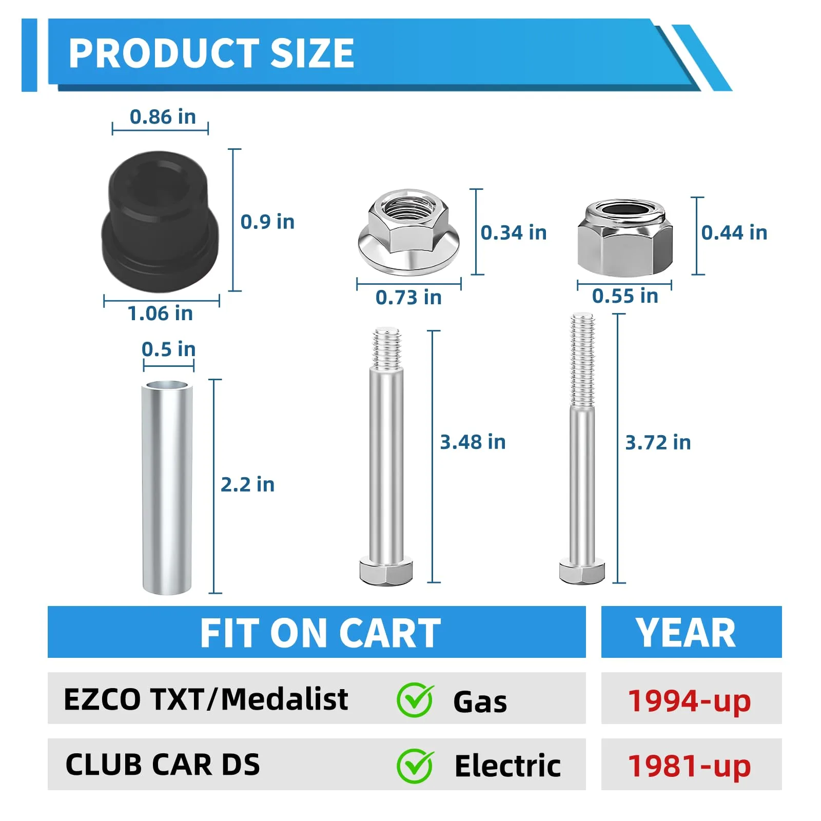 DoonMi Rear Leaf Spring Bushing Kit for Club Car DS and E-Z-GO image 4