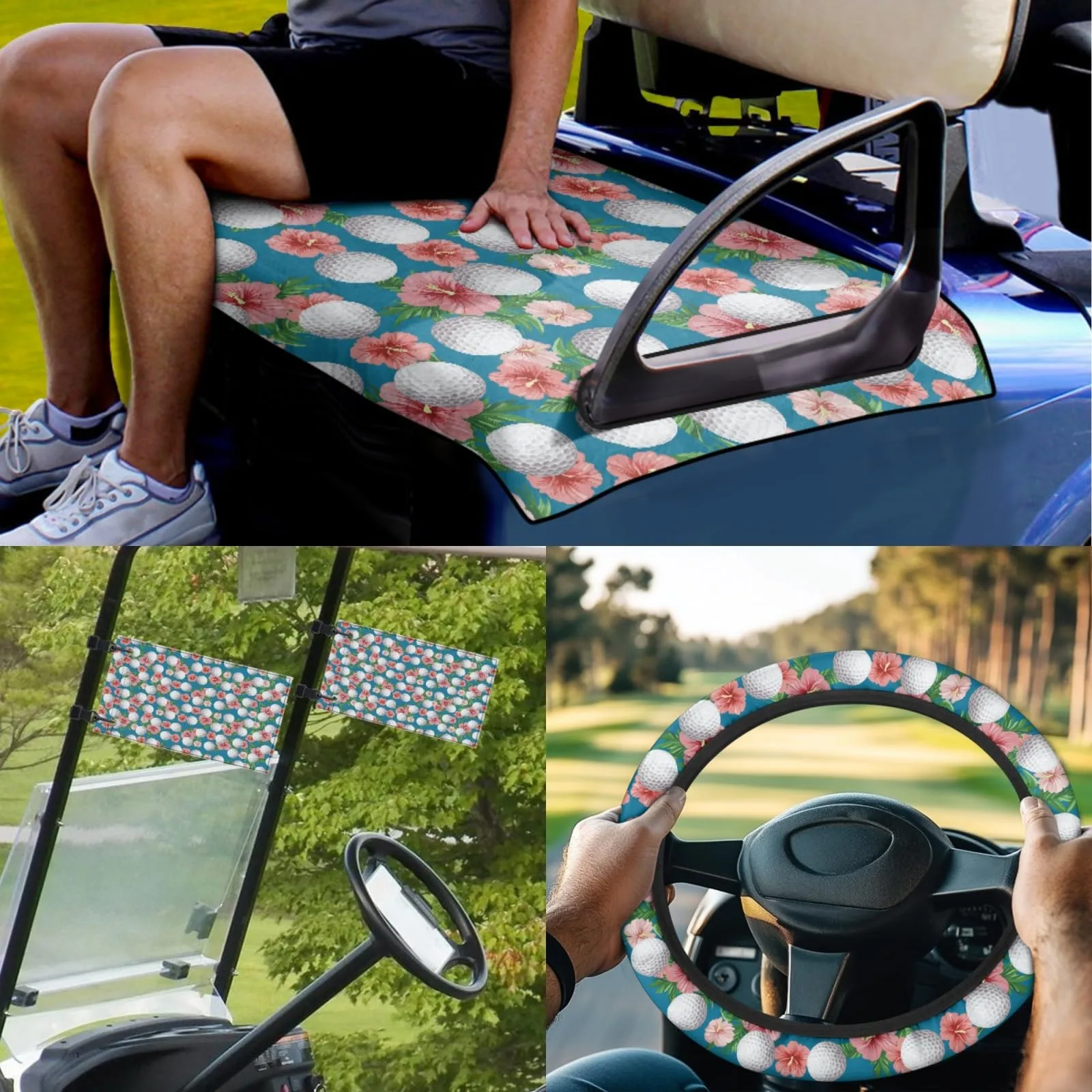 INSTANTARTS Hibiscus Golf Cart Seat Towel Set image 2