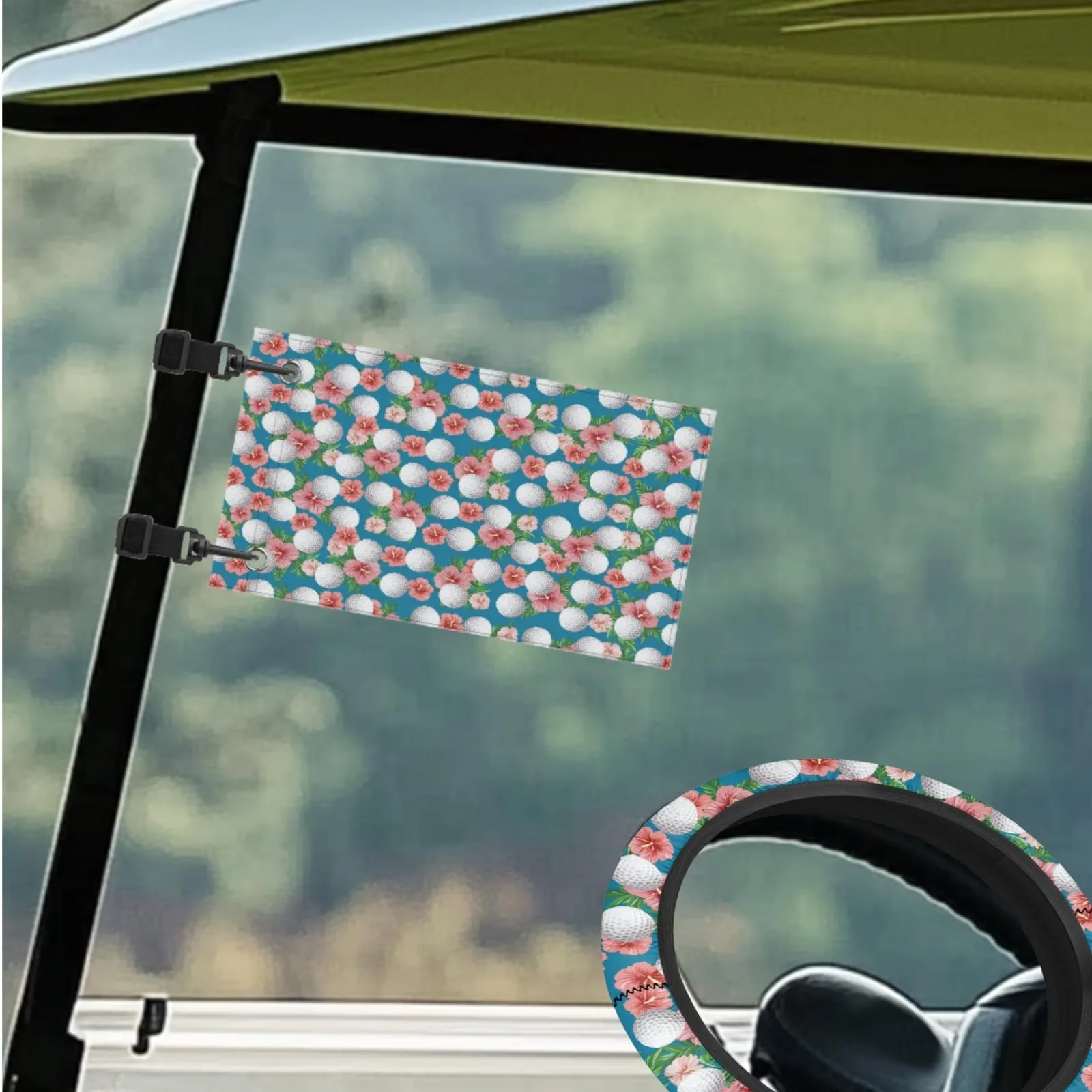 INSTANTARTS Hibiscus Golf Cart Seat Towel Set image 3