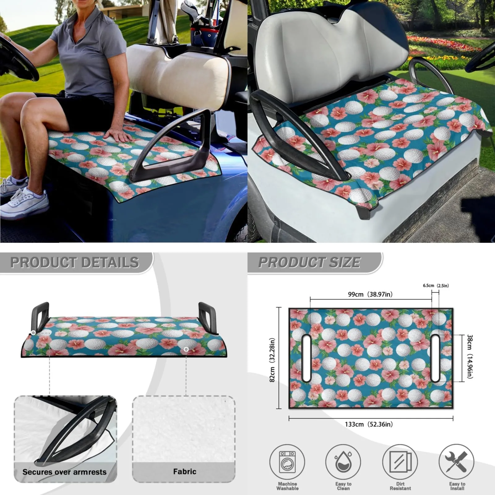 INSTANTARTS Hibiscus Golf Cart Seat Towel Set image 4