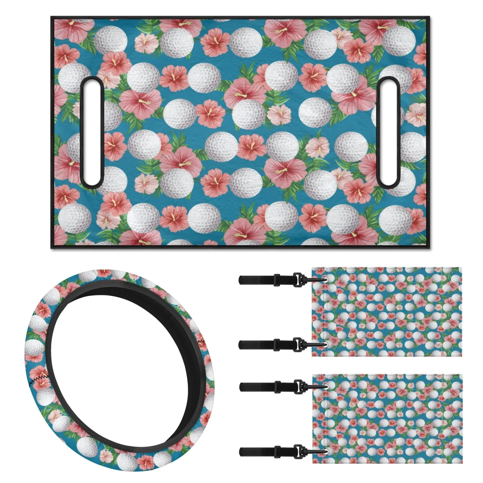INSTANTARTS Hibiscus Golf Cart Seat Towel Set