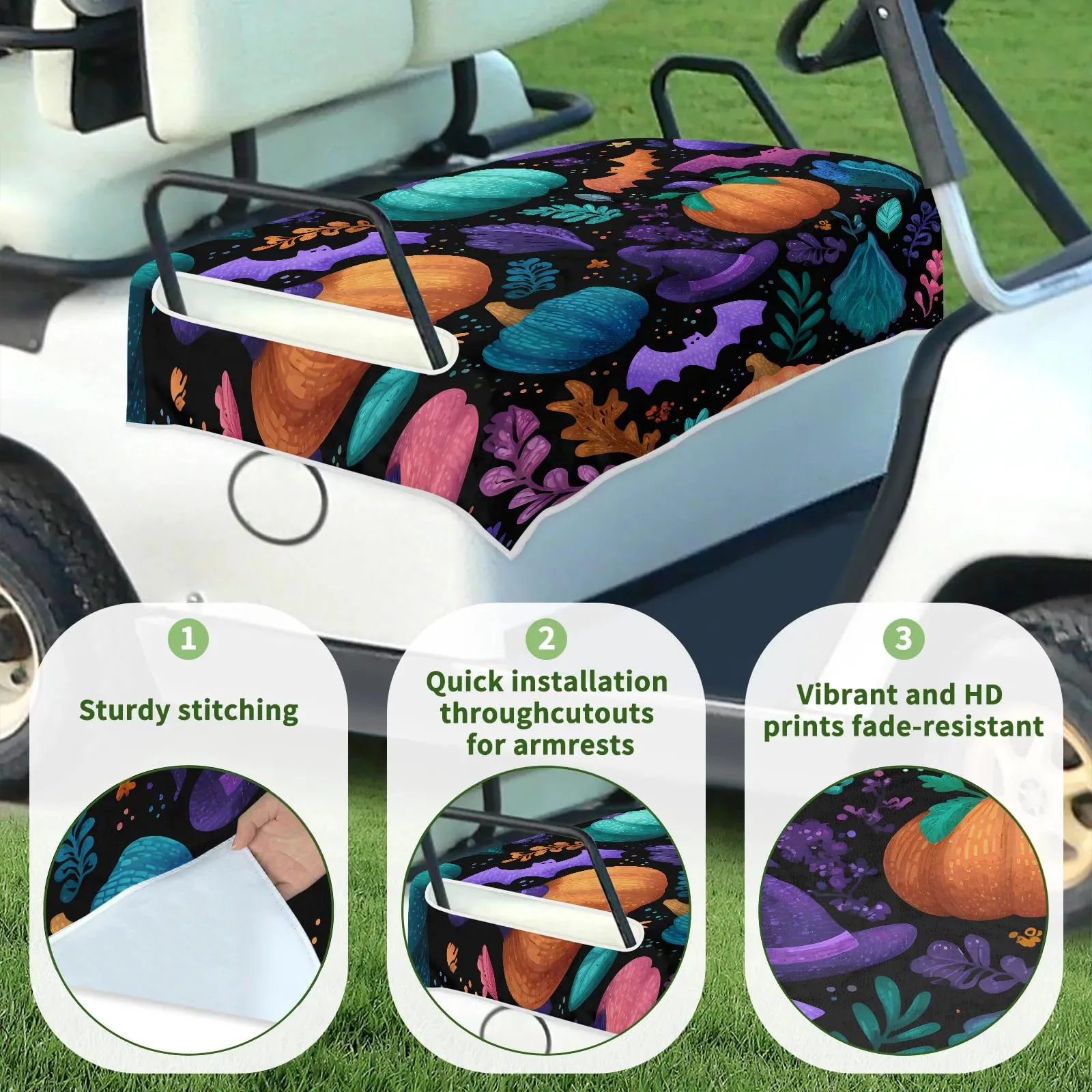 Tiveruda Halloween Pumpkin Golf Cart Seat Cover image 3