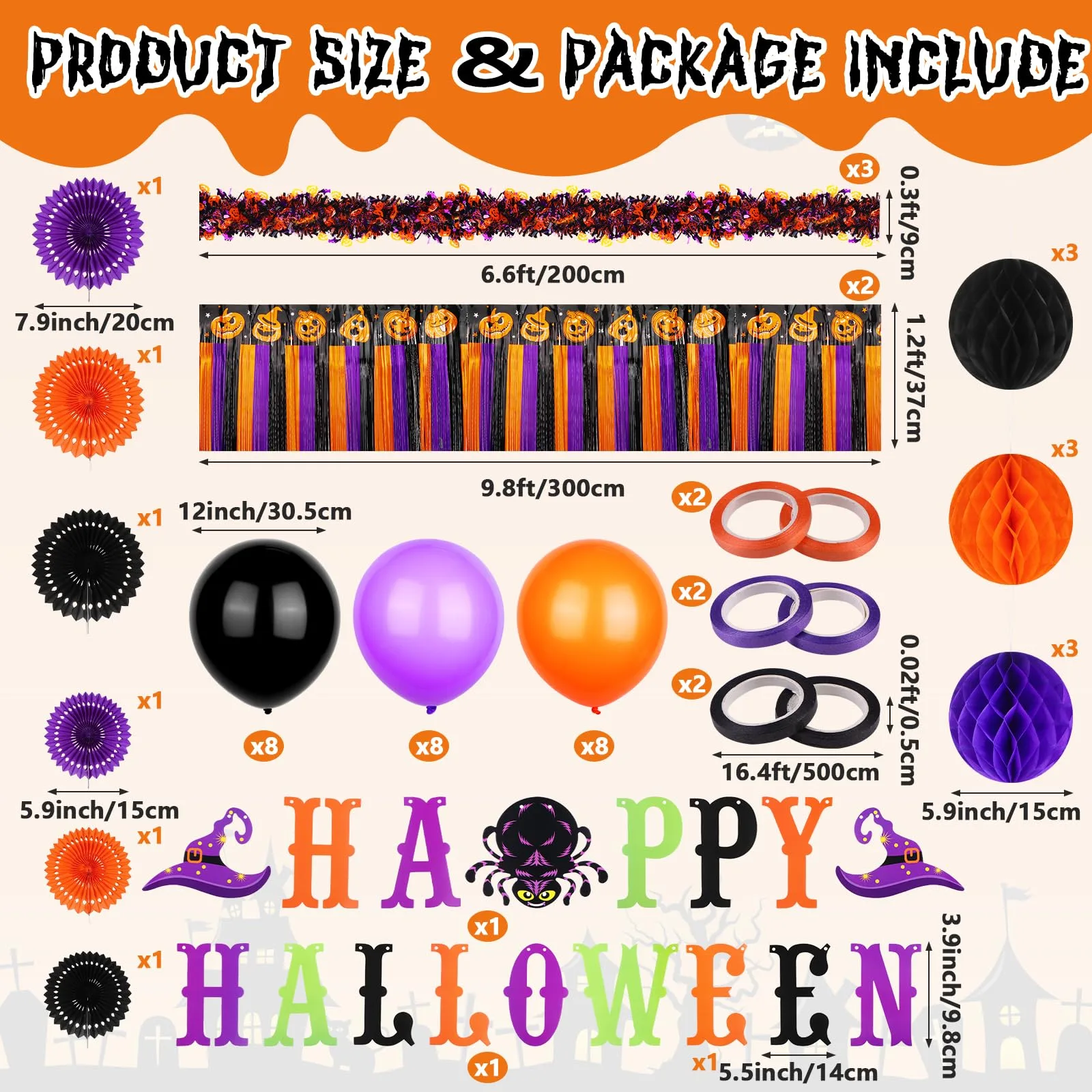 XEQWZVFR Halloween Golf Cart Decoration Kit – Banner, Lanterns, Balloons image 2