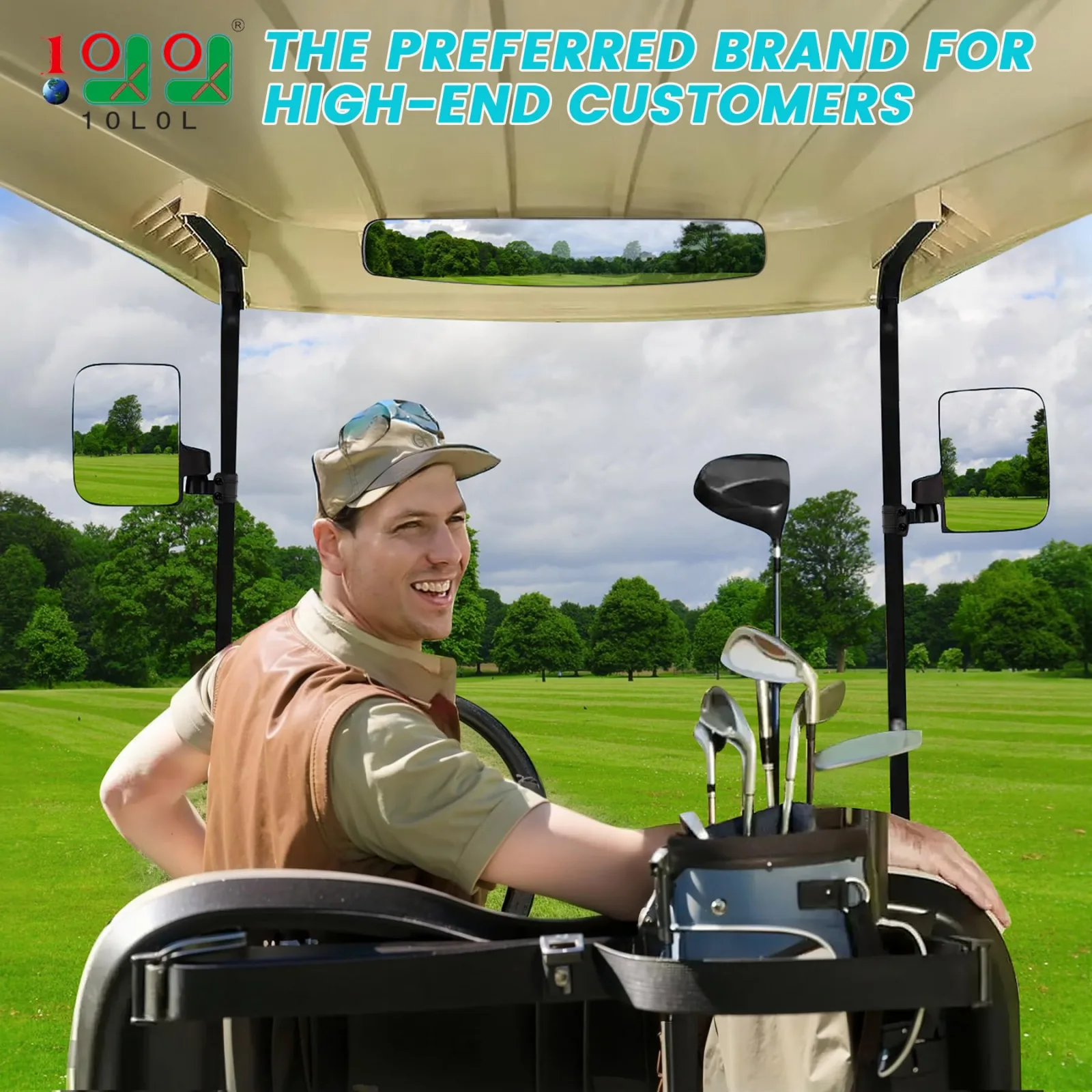 10L0L AB001 Golf Cart Side and Rearview Mirror Set image 2