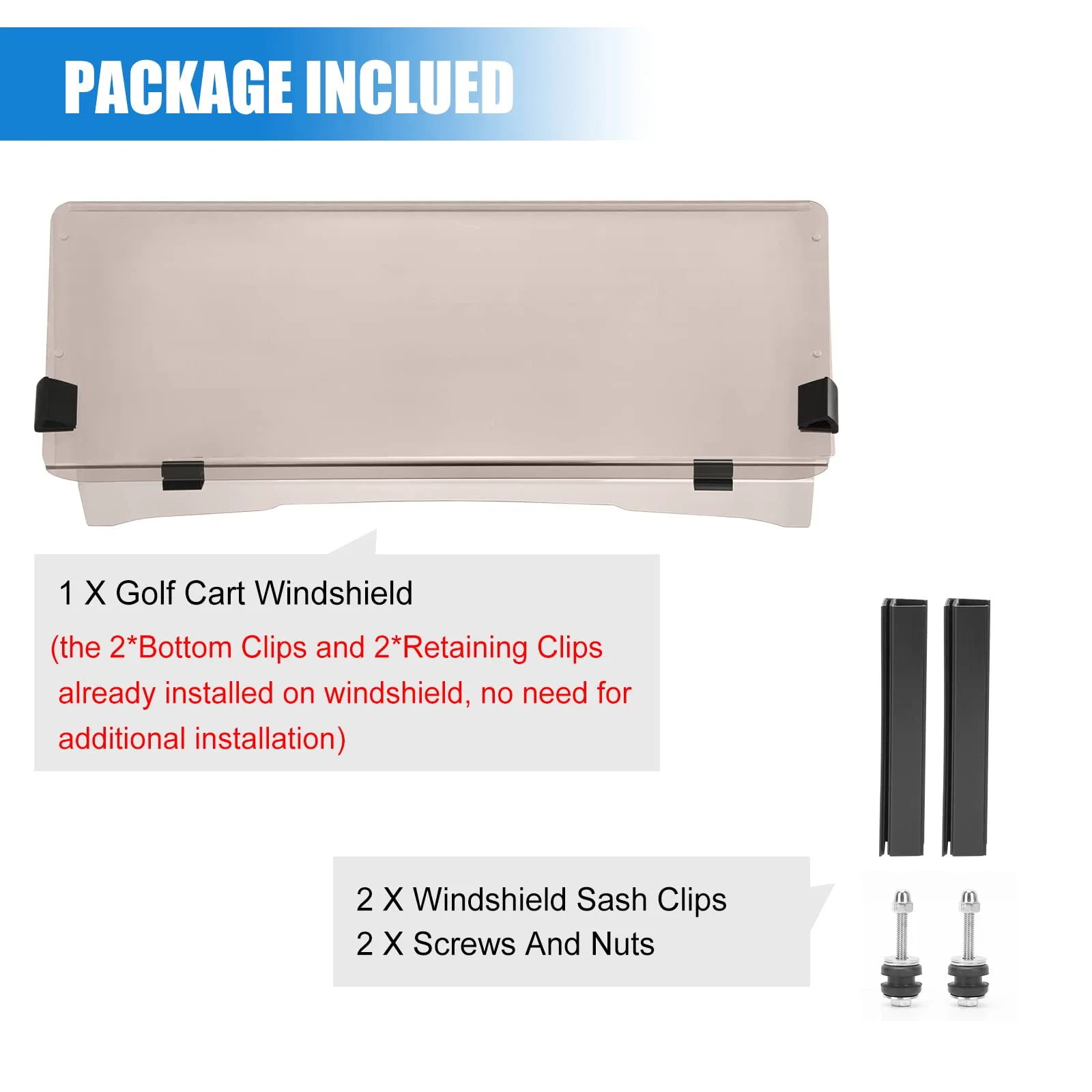 TechInovat Tinted Windshield for E-Z-GO TXT 1995-2013 image 3