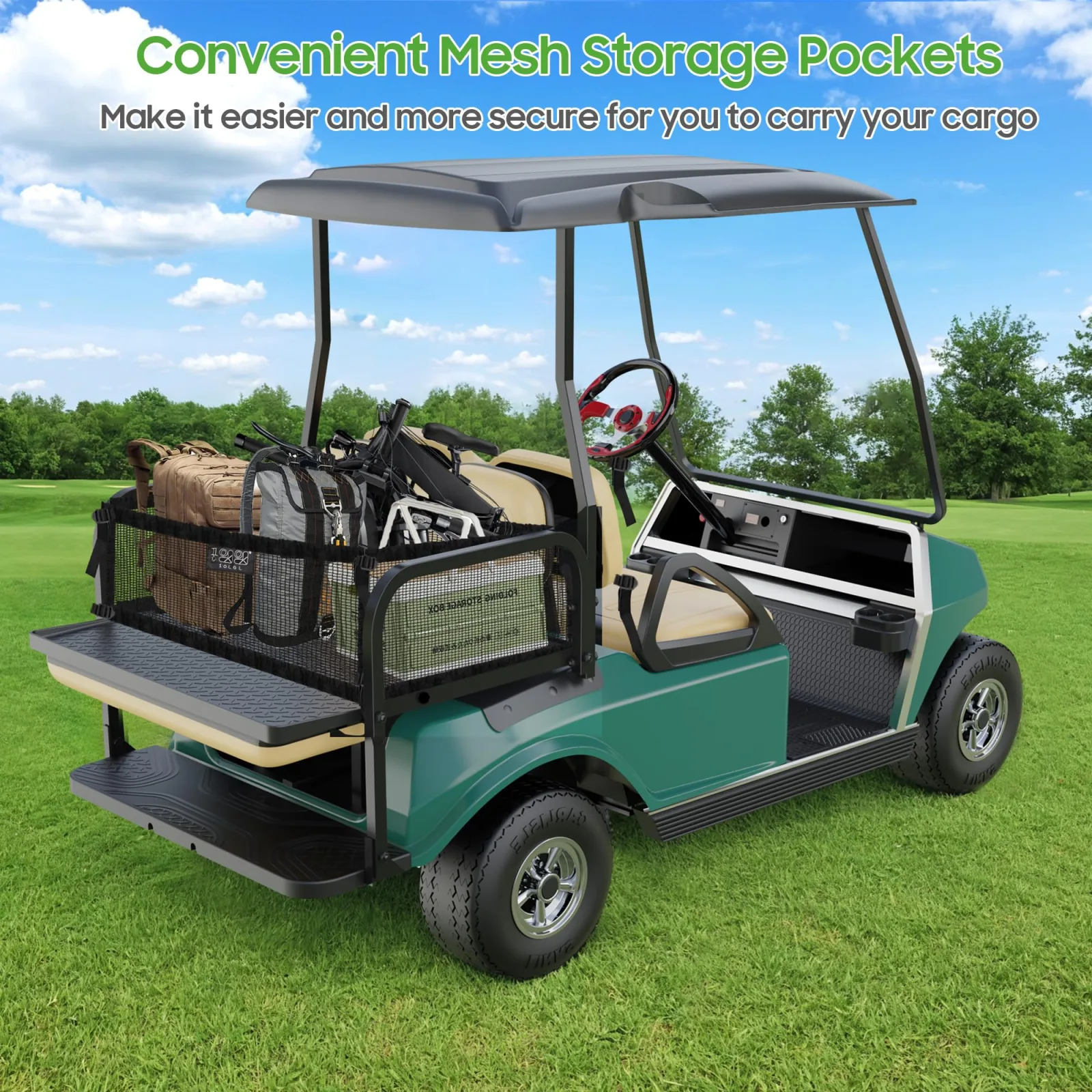 10L0L Club Car DS Rear Flip Seat Kit with Beige Cushions image 4