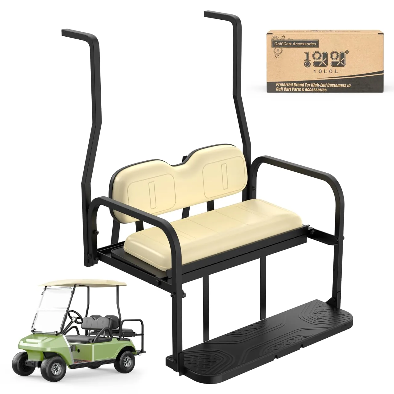 10L0L Club Car DS Rear Flip Seat Kit with Beige Cushions
