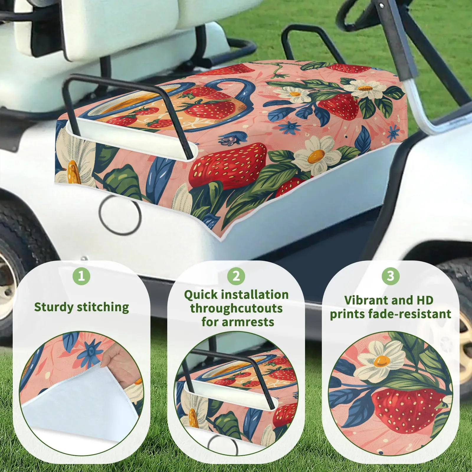 Tiveruda Golf Cart Seat Cover for Double Seats image 3