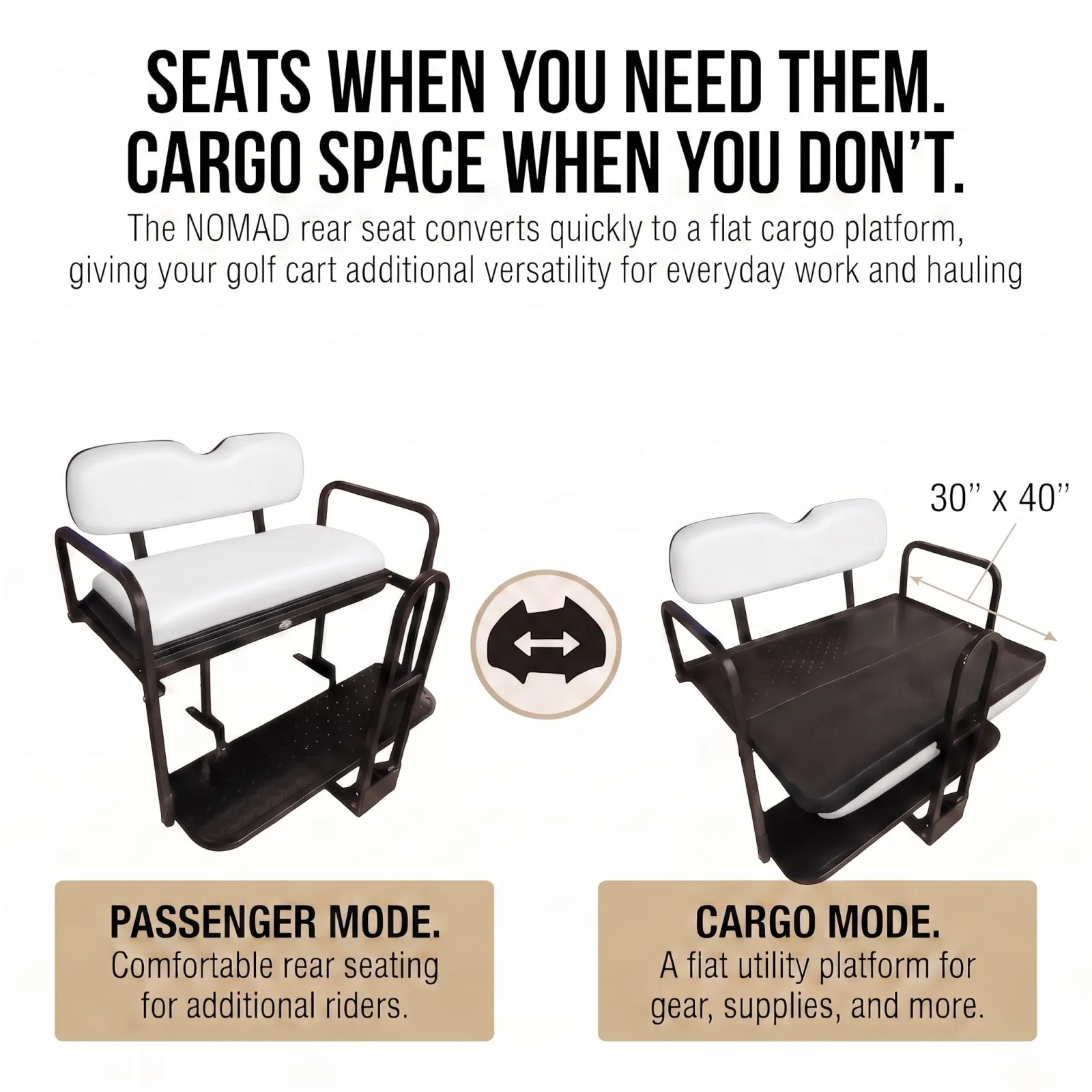 Hardcore Parts Rear Flip Seat Kit for Club Car DS 2000-2013 image 3