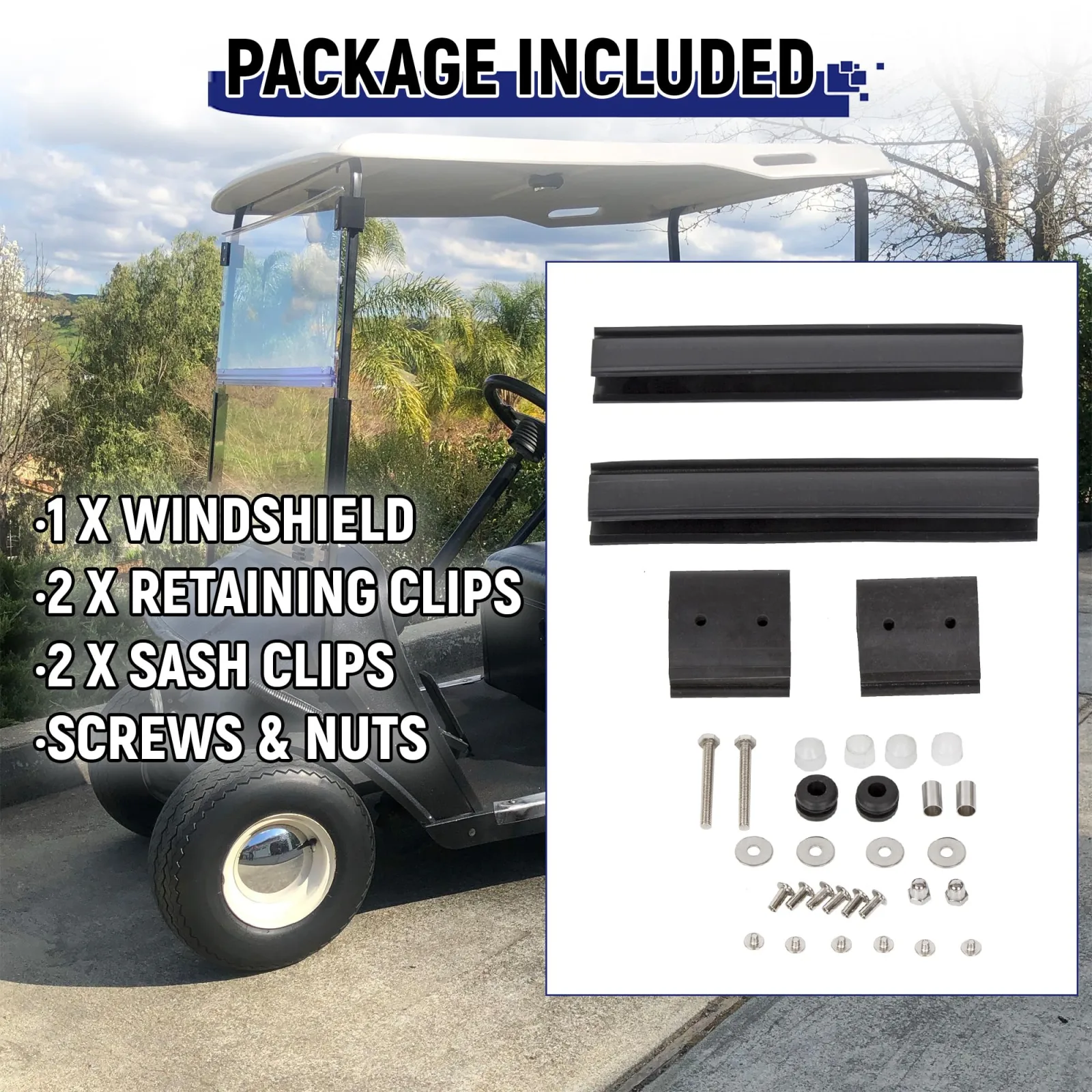 HECASA MO-1423 Folding Windshield for E-Z-GO TXT image 4