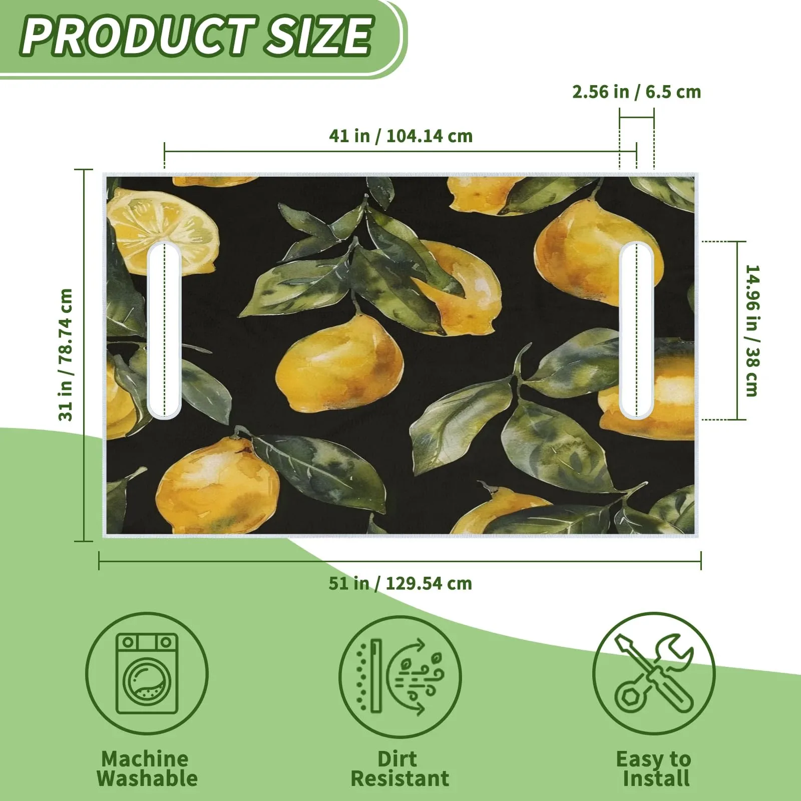 Tiveruda Lemon Watercolor Golf Cart Seat Cover 51 x 31 in image 2