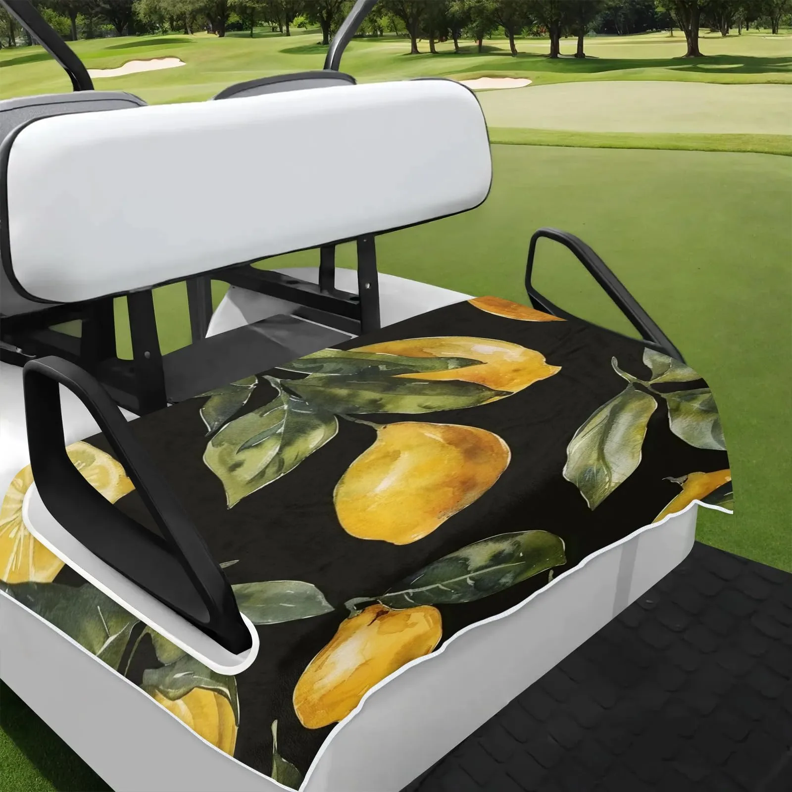 Tiveruda Lemon Watercolor Golf Cart Seat Cover 51 x 31 in