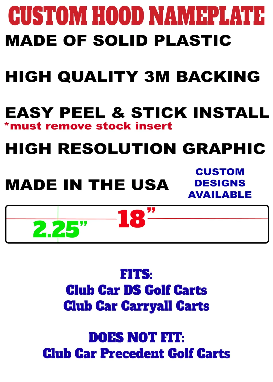 Club Car DS & Carryall American Flag Front Name Plate image 2