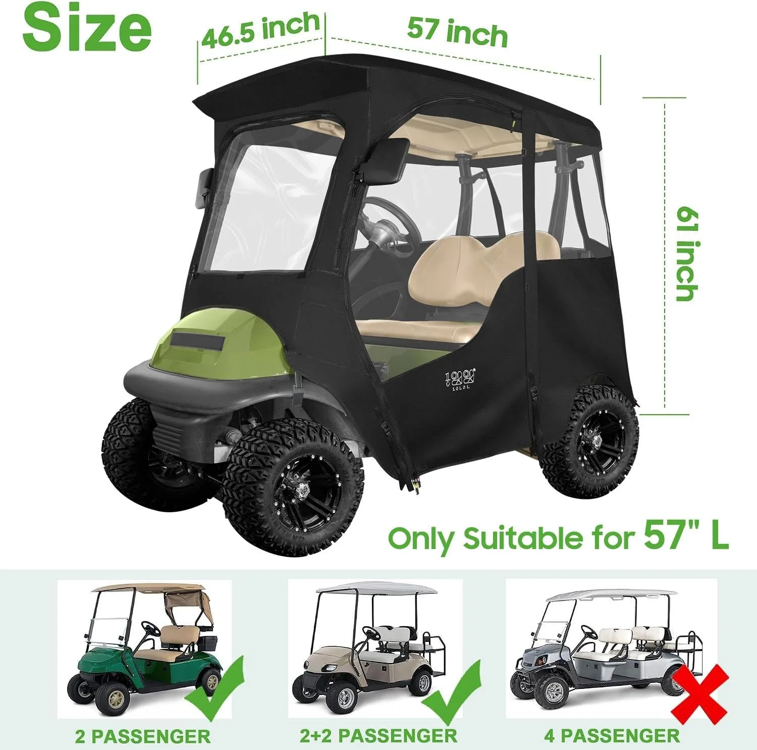 10L0L Deluxe Enclosure for Club Car Precedent, Onward & Tempo image 3