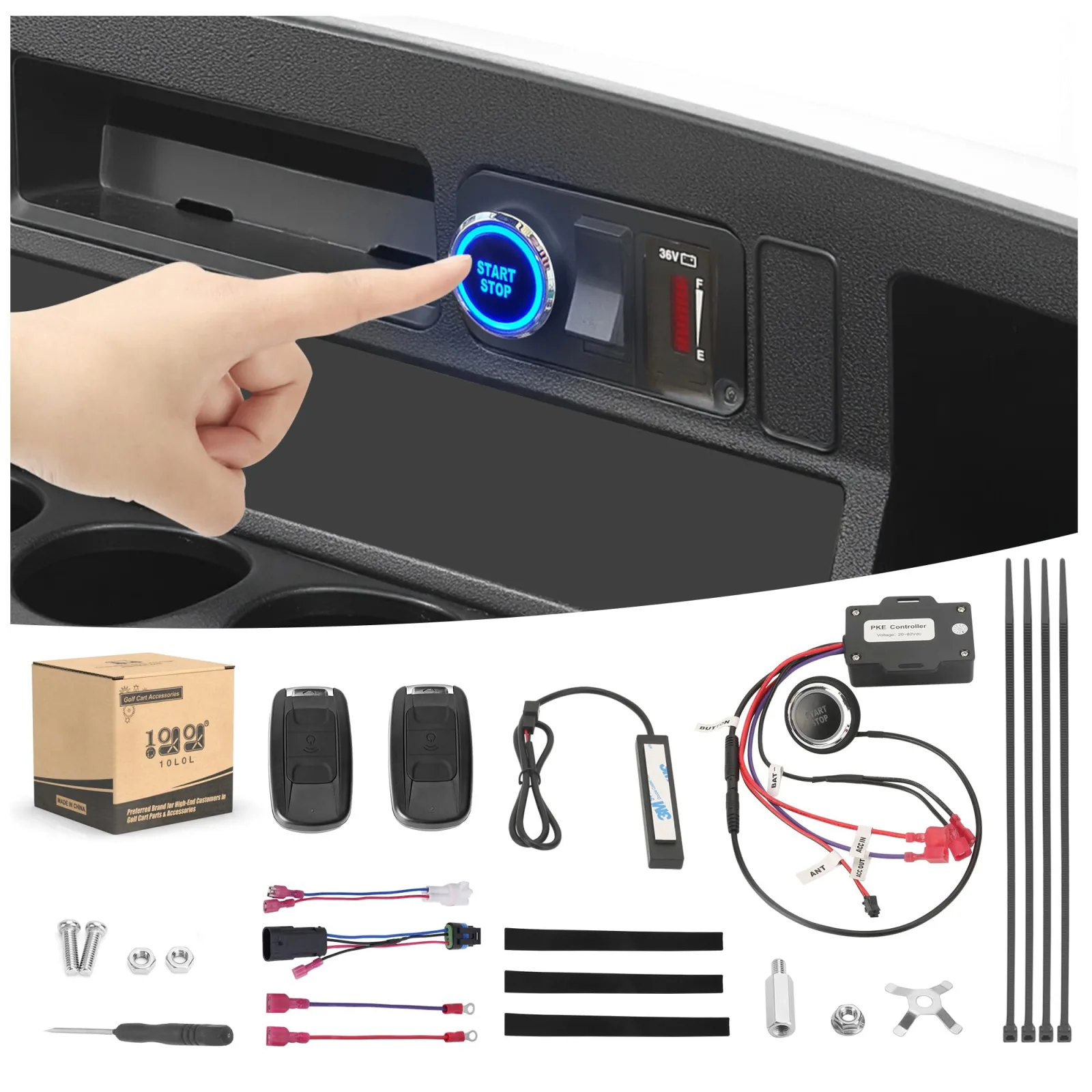 10L0L Keyless One-Click Ignition Switch for Yamaha G22/G29, Club Car DS/Precedent, E-Z-GO TXT