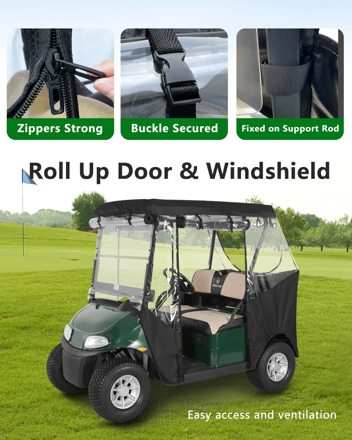 CHENGWEI Golf Cart Enclosure for EZGO TXT and RXV 2 Passenger image 4