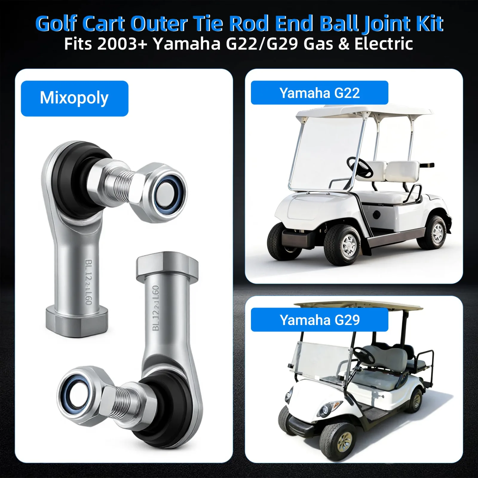 Mixopoly Yamaha Golf Cart Outer Tie Rod Ends image 2
