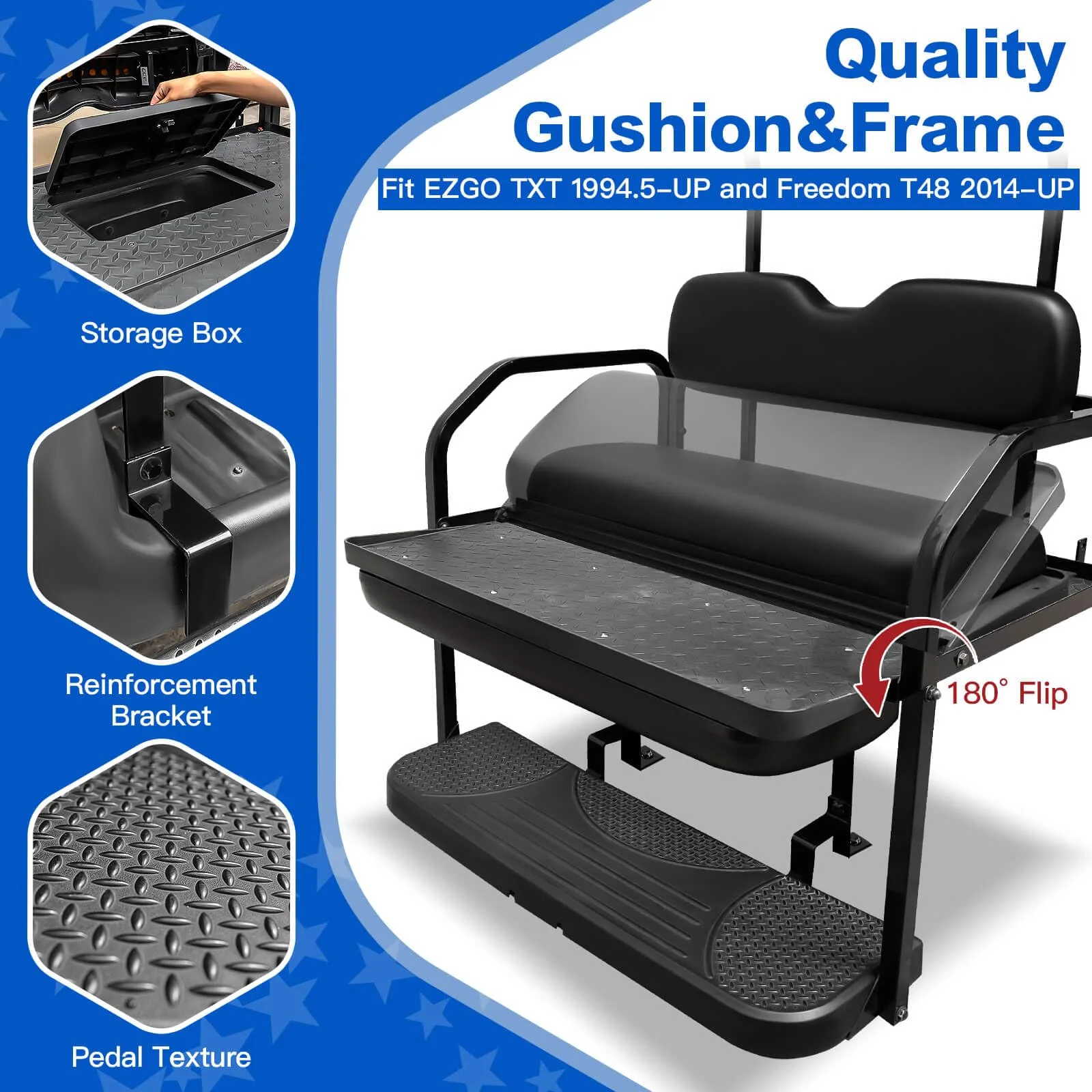 NOKINS Rear Flip Seat Kit for E-Z-GO TXT and Freedom T48 image 3