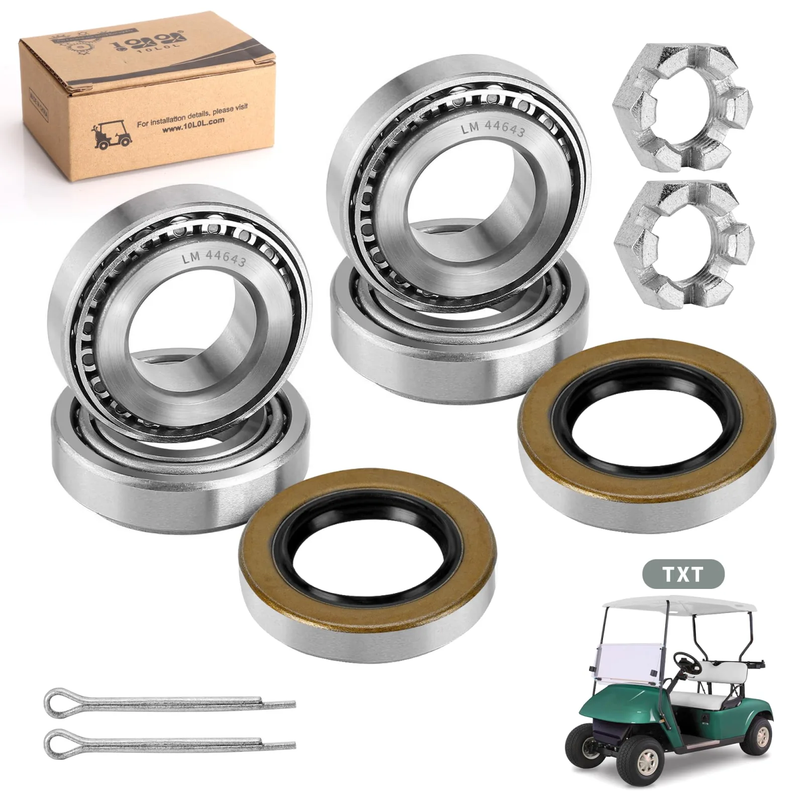 10L0L Front Wheel Hub Bearing & Seal Kit for E-Z-GO TXT