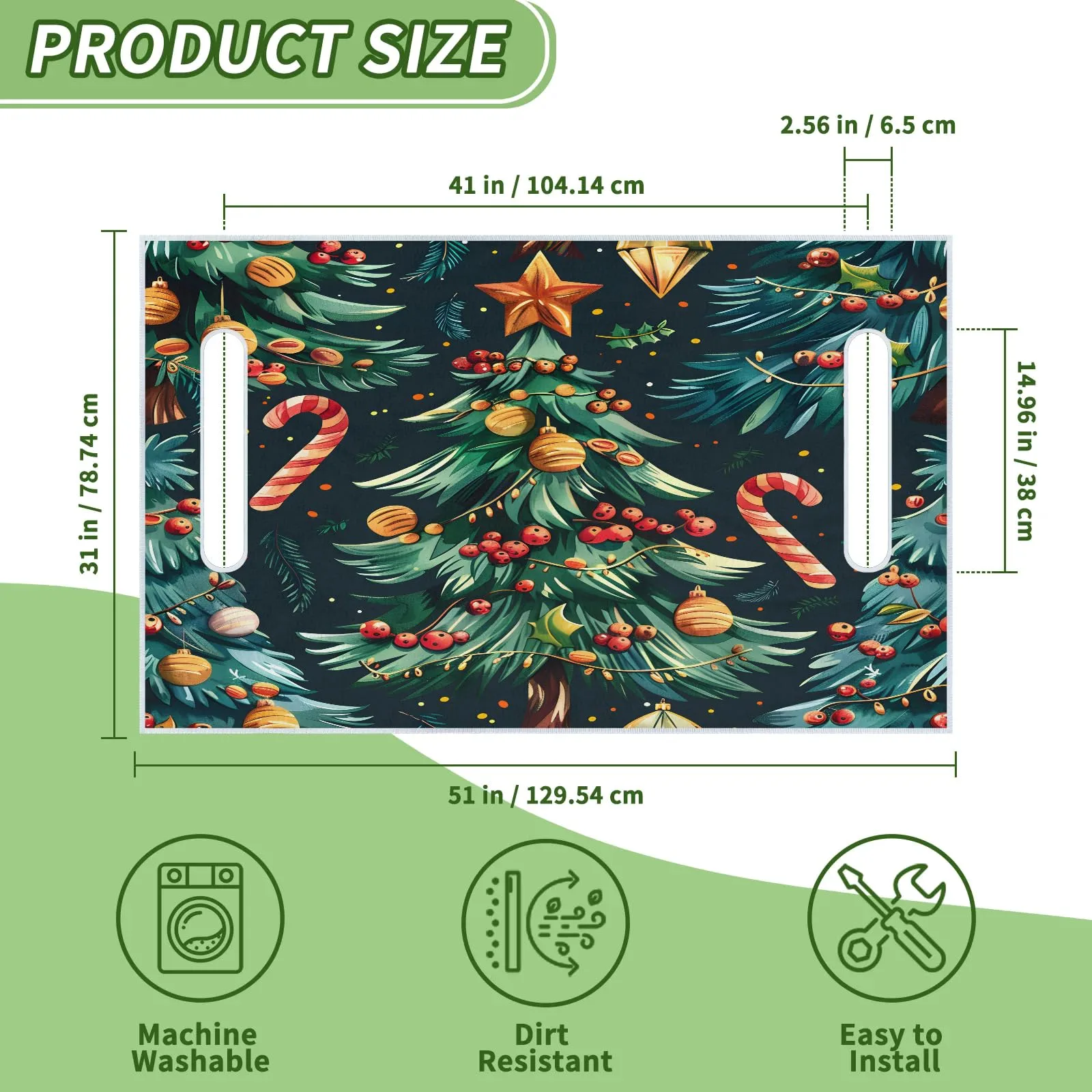 Tiveruda Christmas Berries Golf Cart Seat Cover 51 x 31 in image 2