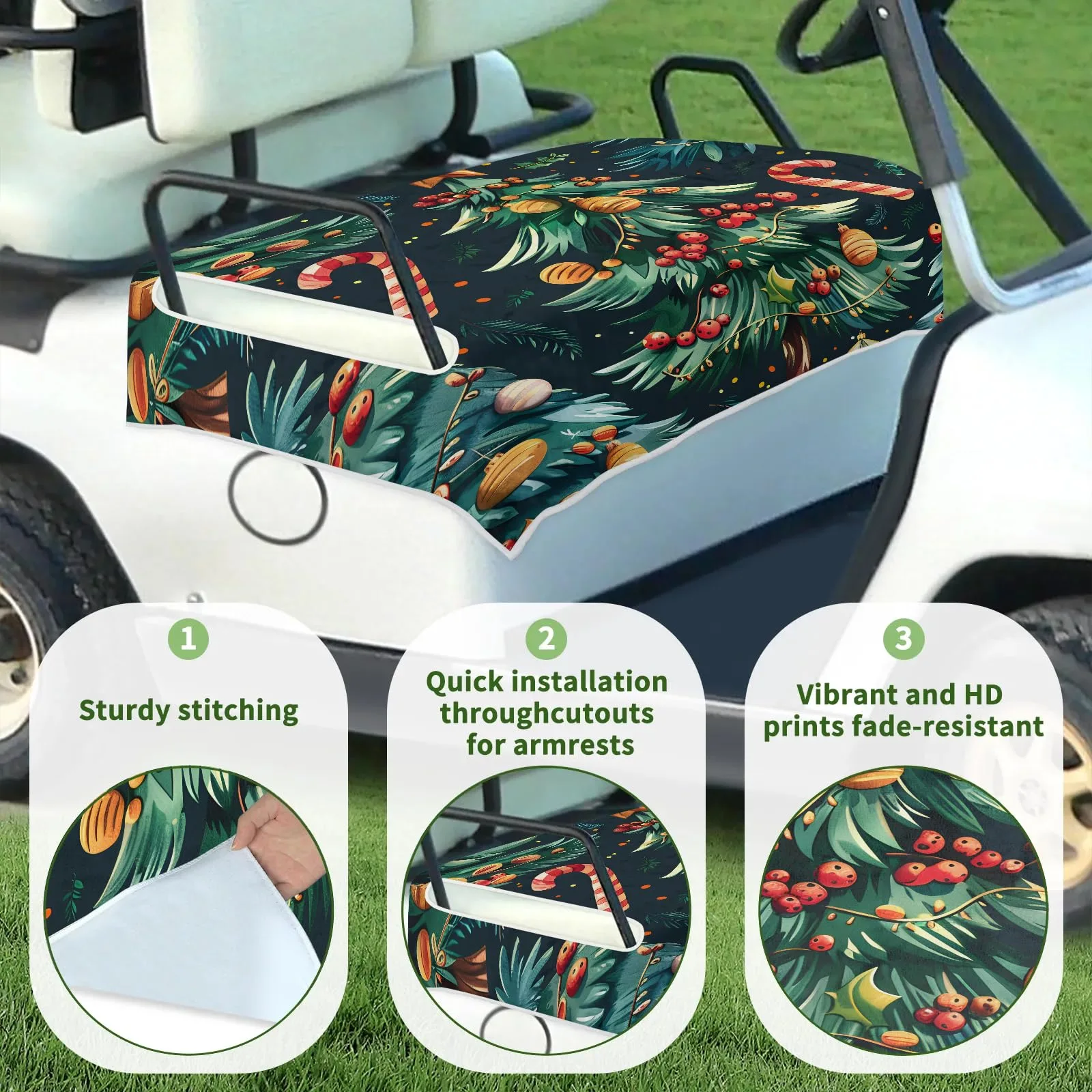 Tiveruda Christmas Berries Golf Cart Seat Cover 51 x 31 in image 3