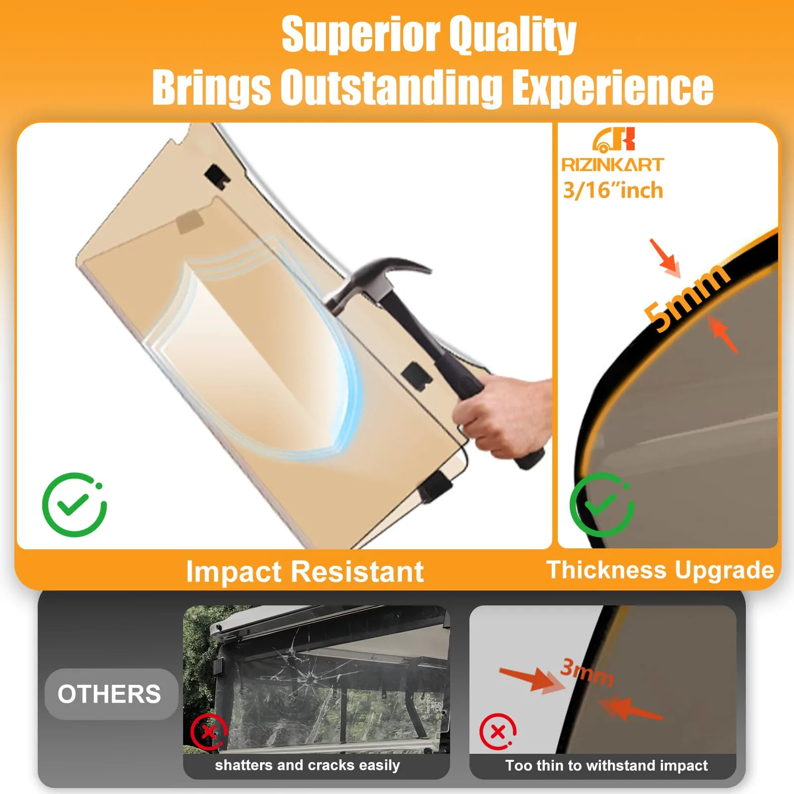 RIZINKART Foldable Windshield for EZGO TXT 1995-2013 image 2