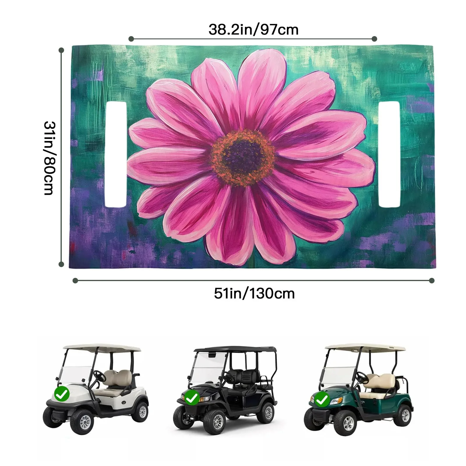 Trosturdspn Pink Chrysanthemum Golf Cart Seat Cover image 2