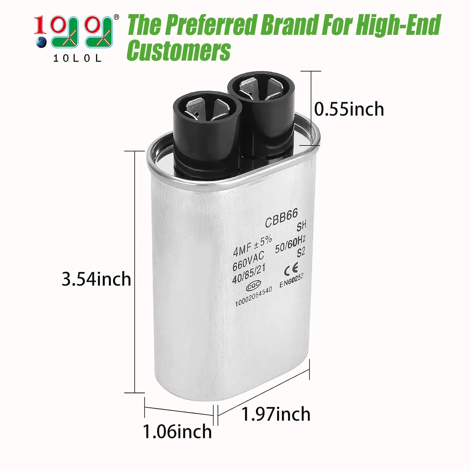 10L0L 4 MFD 660 VAC Golf Cart Charger Capacitor image 2