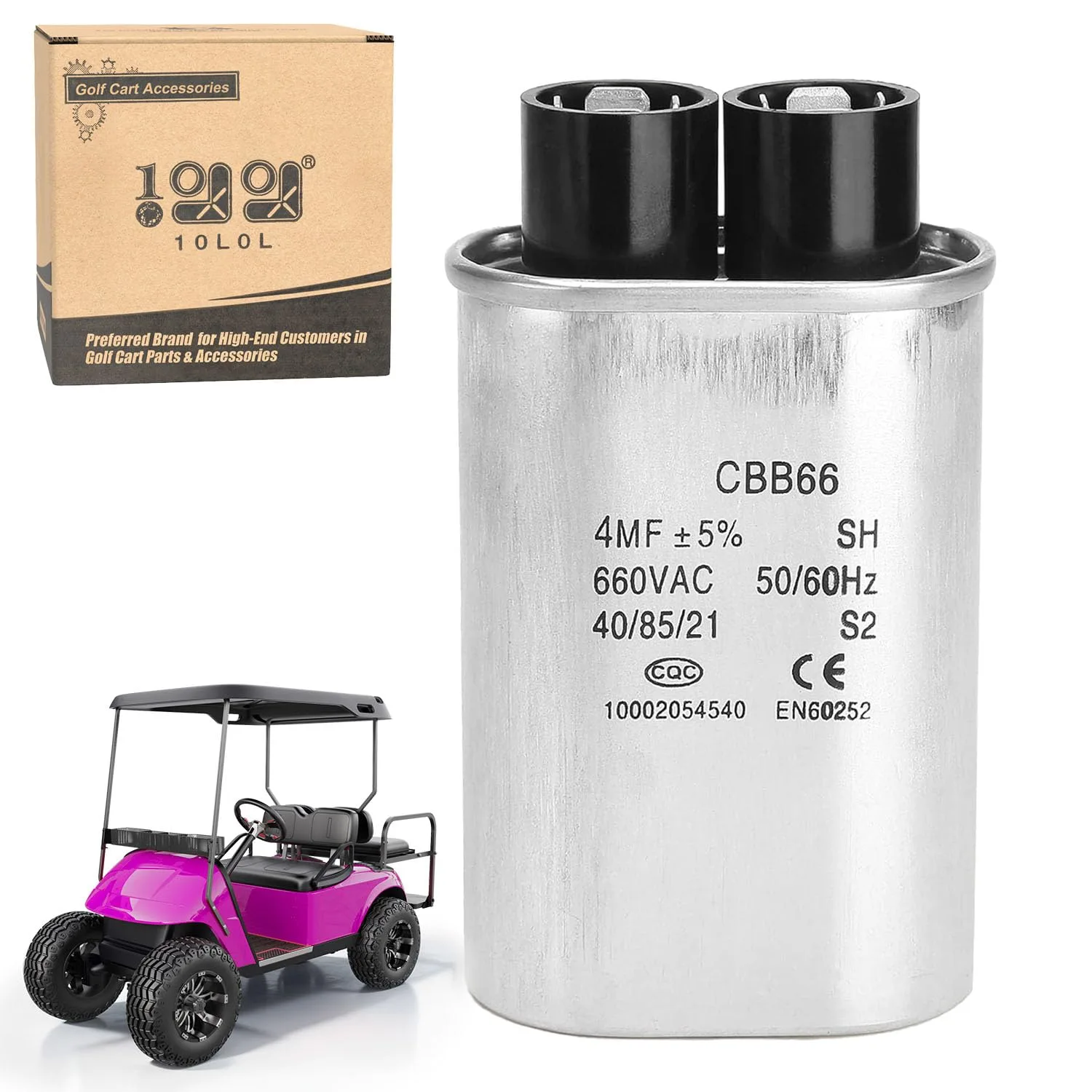 10L0L 4 MFD 660 VAC Golf Cart Charger Capacitor