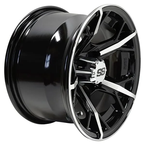 REVENGE 12x7 ET-25 Gloss Black Golf Cart Wheel image 4