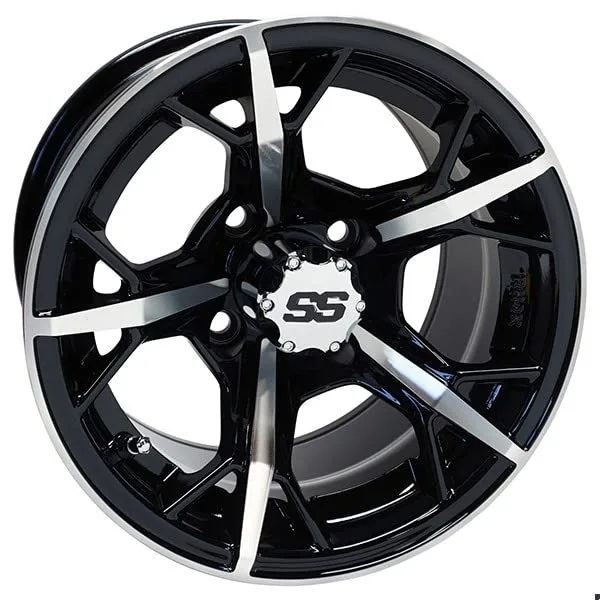 REVENGE 12x7 ET-25 Gloss Black Golf Cart Wheel