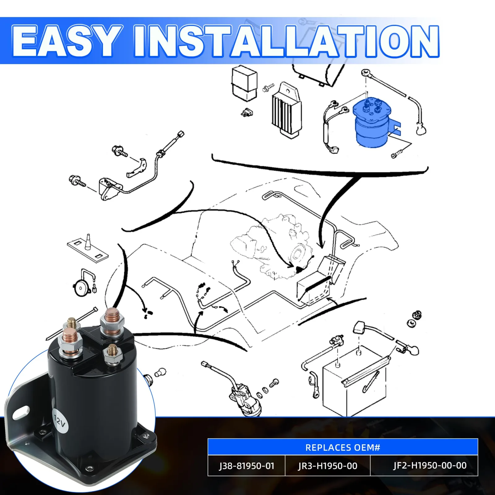 Mixopoly 12V 200A Solenoid for Yamaha Golf Carts image 3