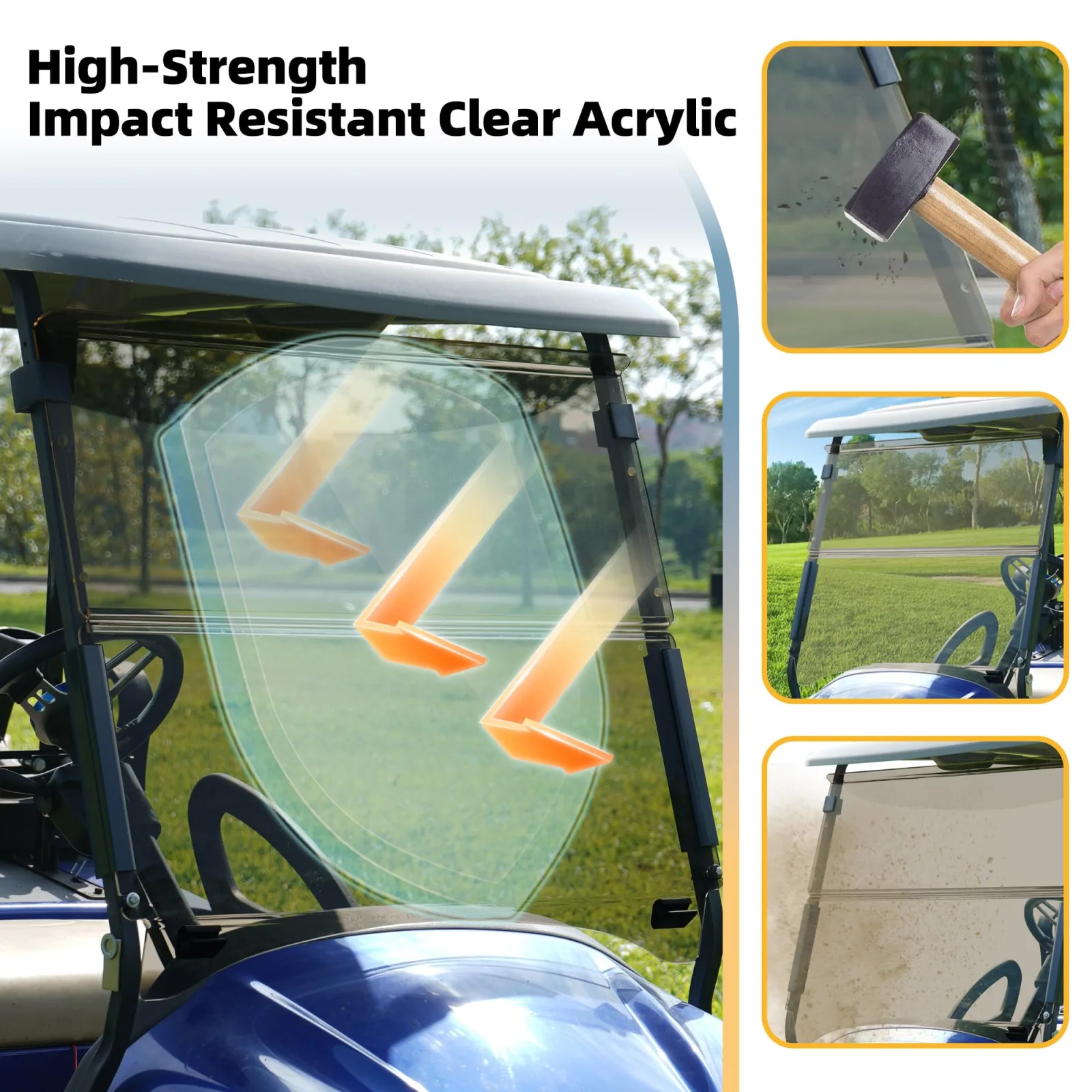 Mixopoly Foldable Windshield for Club Car Precedent 2004+ image 4