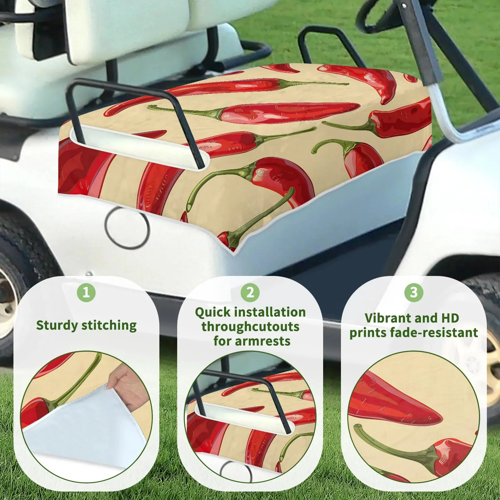 Tiveruda 51" x 31" Golf Cart Seat Cover — Universal 2-Person Microfiber image 3