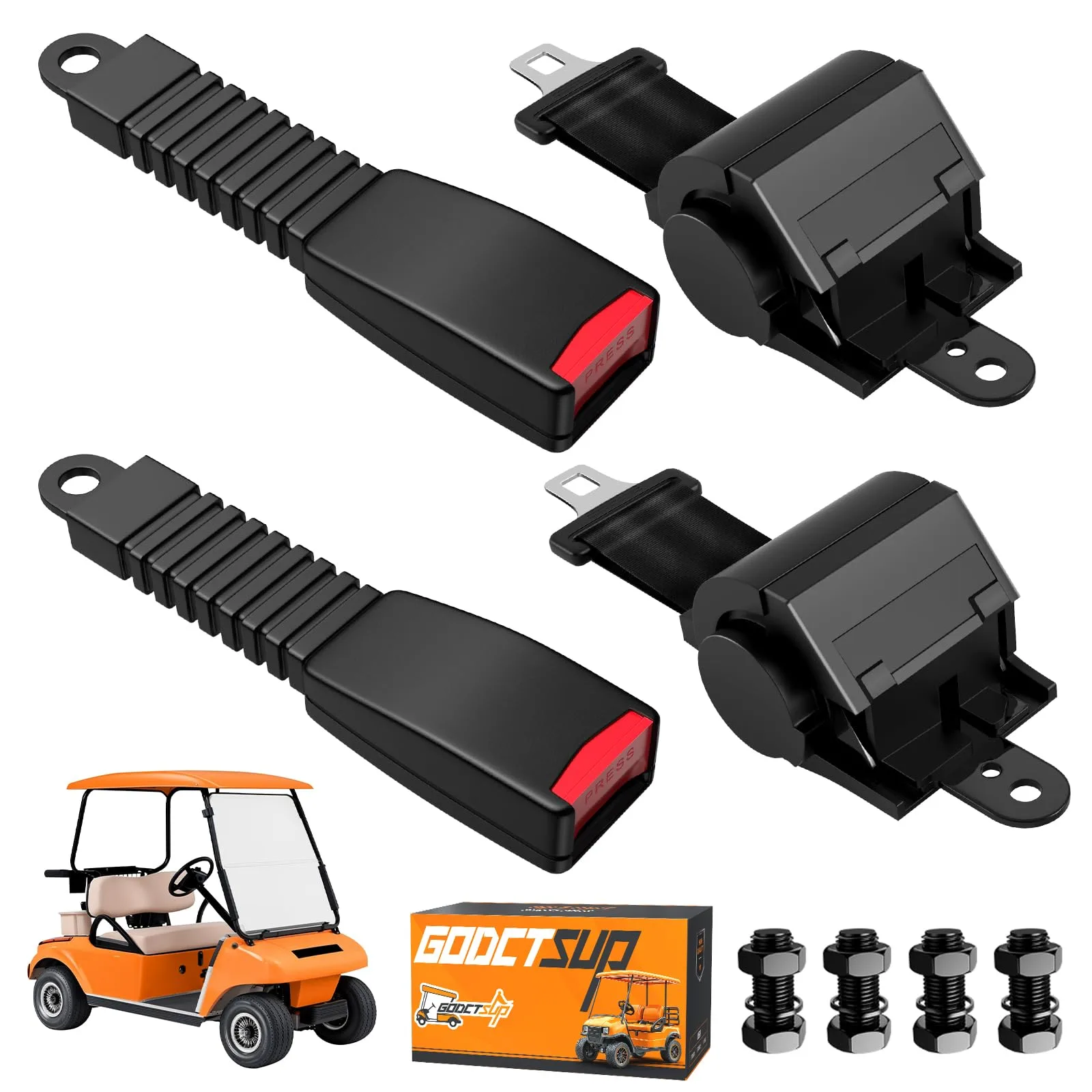 GODCTSUP Golf Cart Seat Belt Kit, 4-Piece Retractable