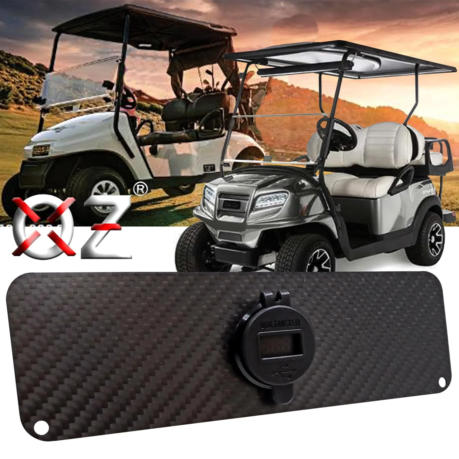 OZ-USA E-Z-GO TXT PDS Carbon Fiber Dash Plate with USB image 2