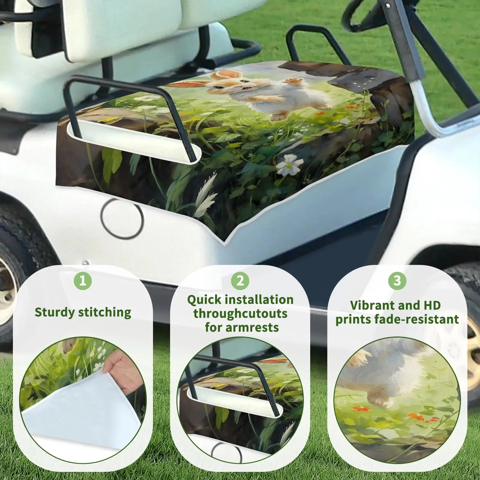 Tiveruda Golf Cart Seat Cover for Double Seats image 3