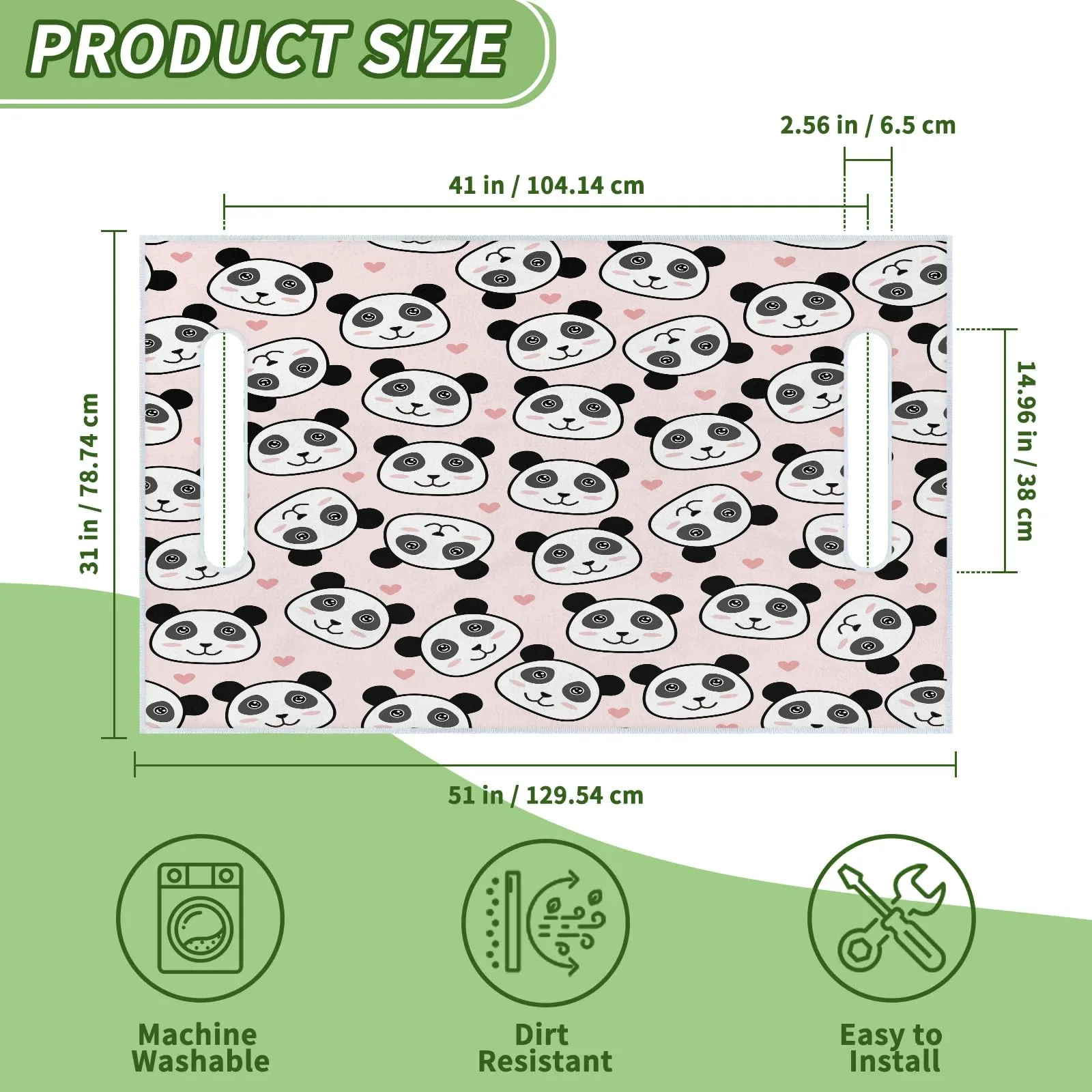 Tiveruda Pink Panda Golf Cart Seat Cover, 51 x 31 in image 2