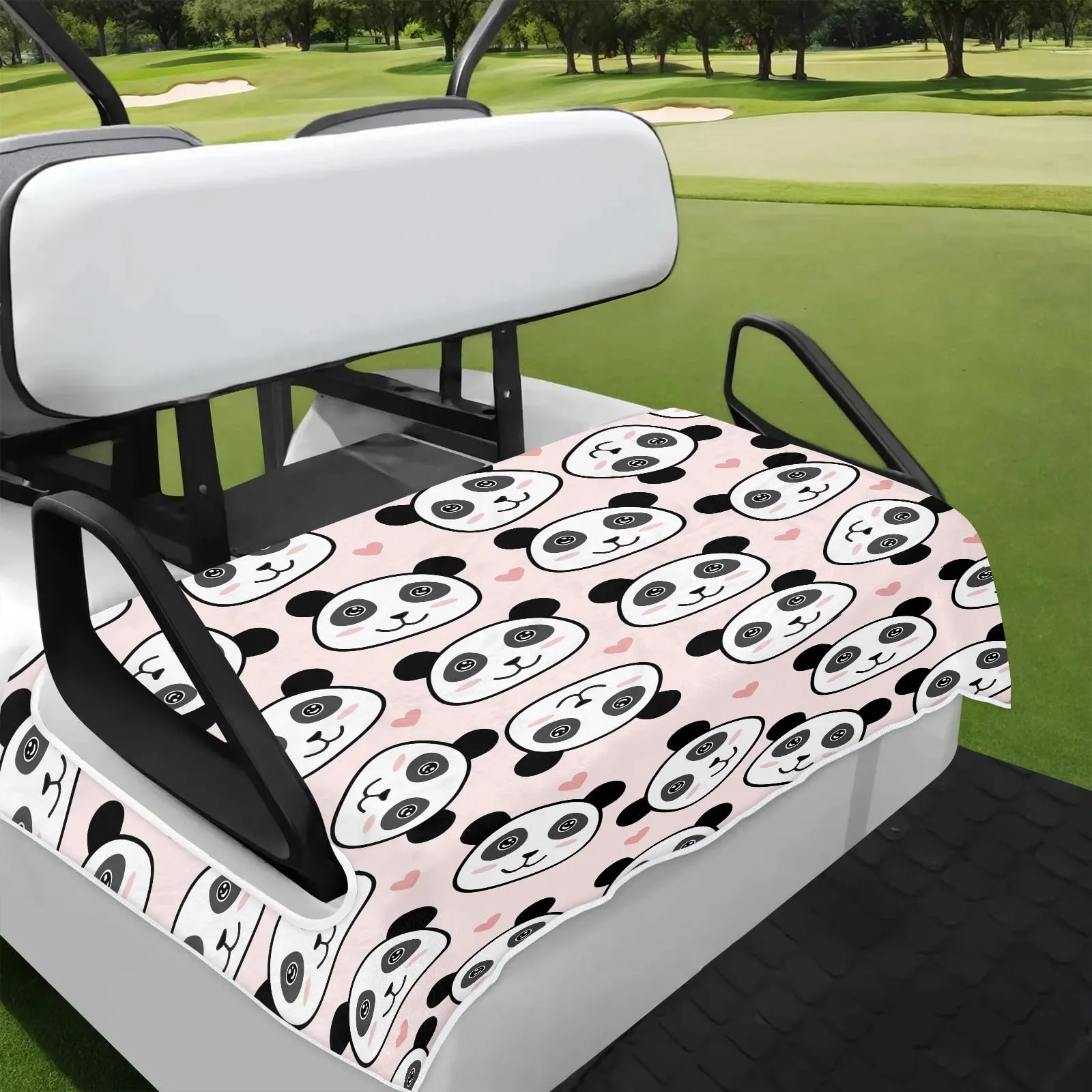 Tiveruda Pink Panda Golf Cart Seat Cover, 51 x 31 in