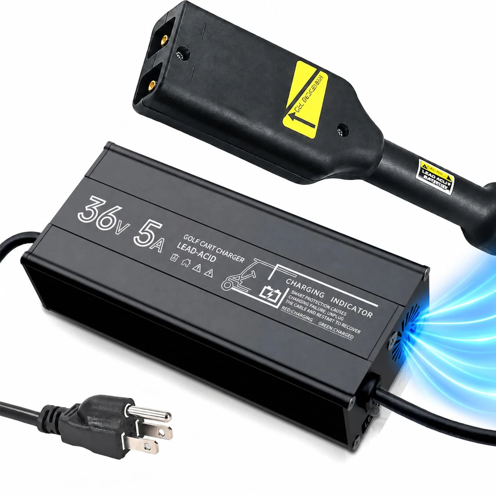 Rugaest 36V 5A Charger for E-Z-GO TXT D-Plug Carts