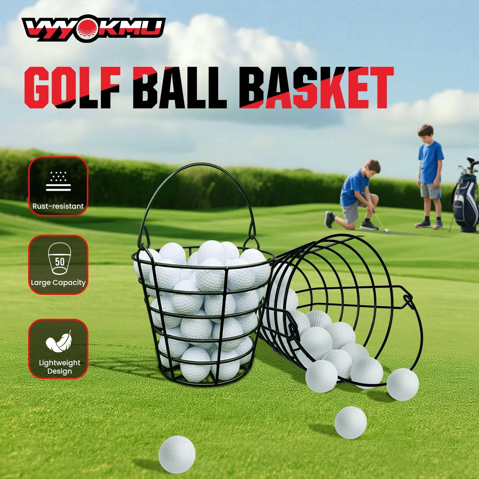 VYYOKMU Golf Ball Basket Set with Handle, 2 Pack image 2