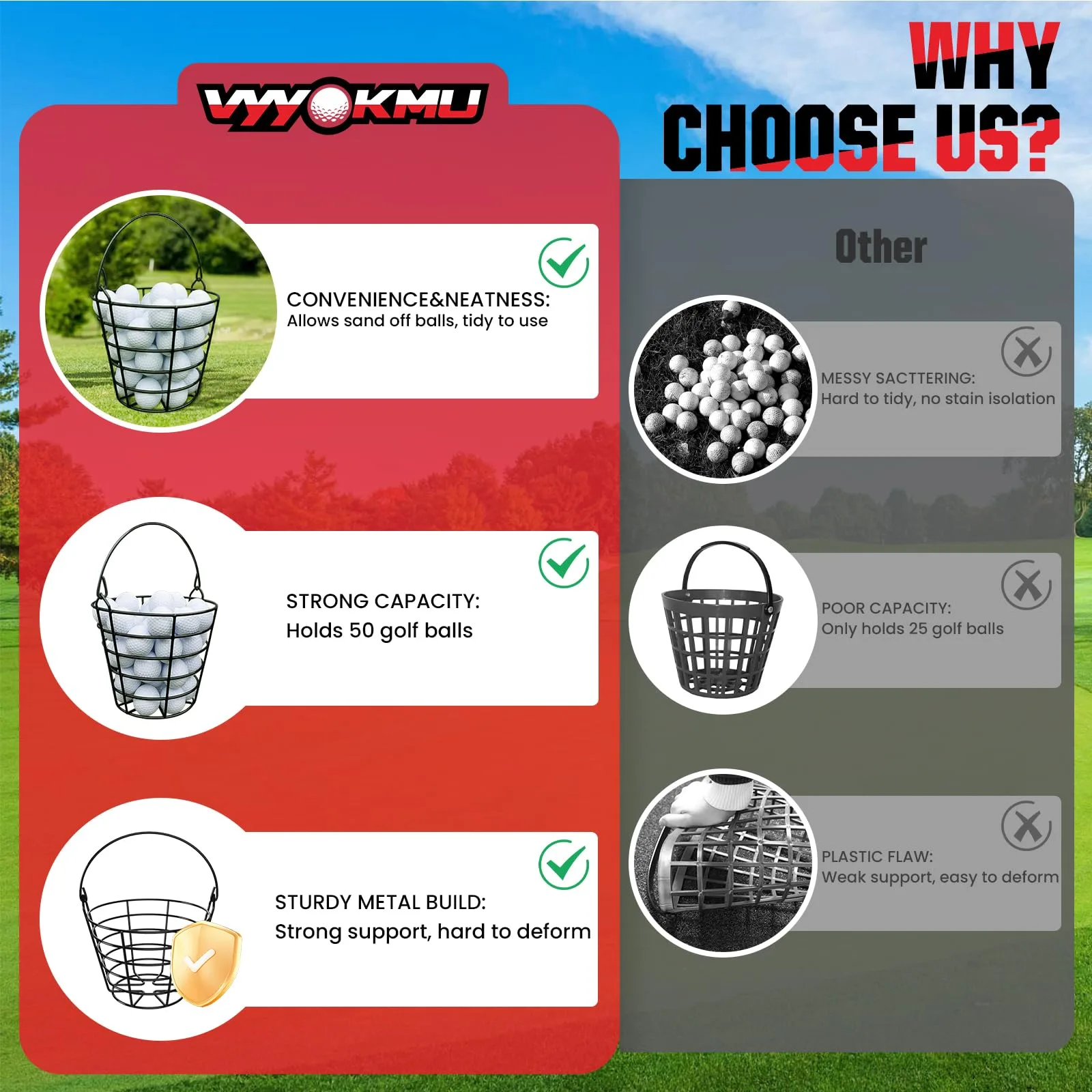 VYYOKMU Golf Ball Basket Set with Handle, 2 Pack image 4