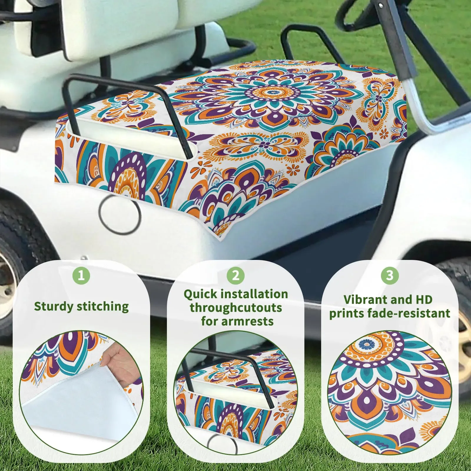 Tiveruda Golf Cart Seat Cover for Double Seats image 3