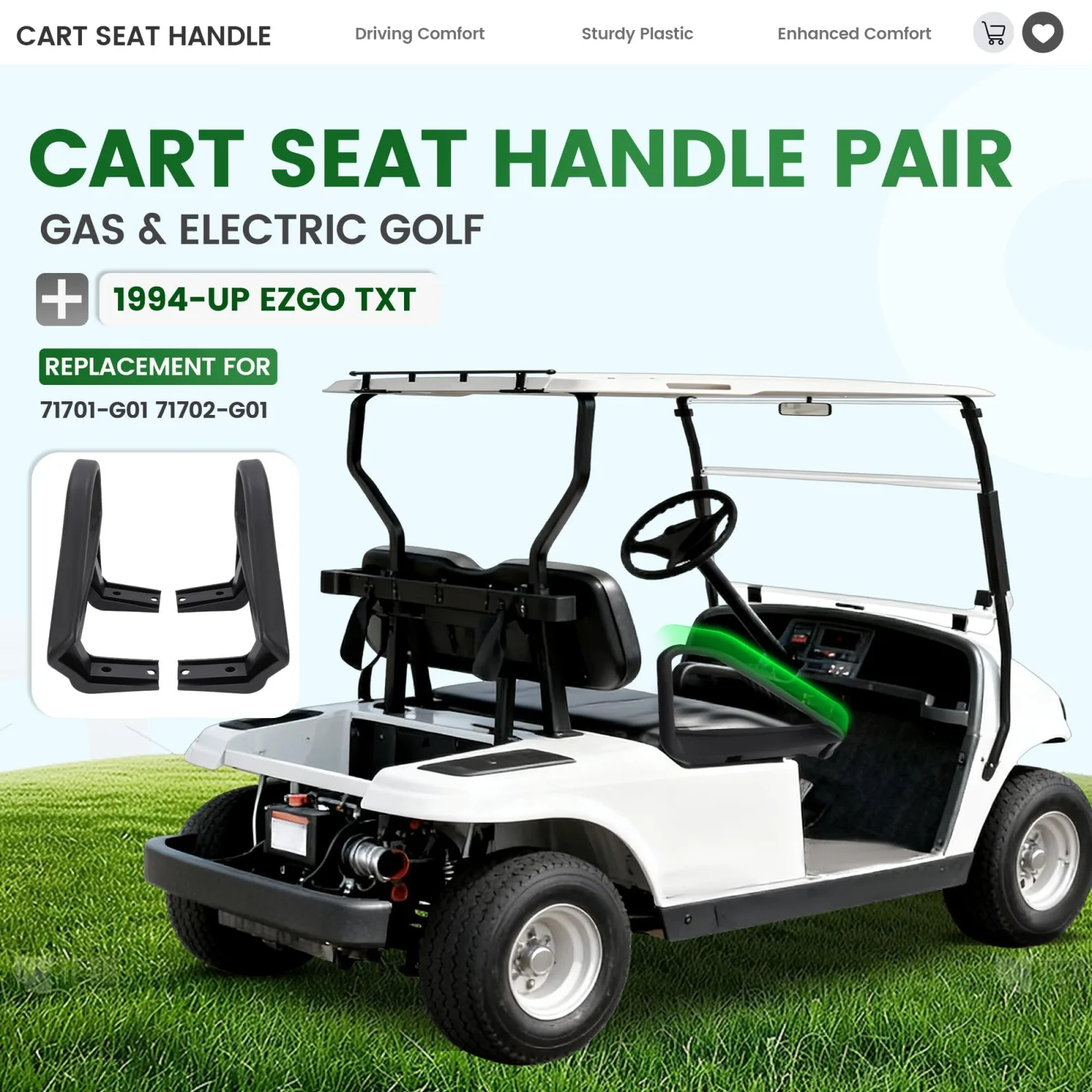ECOTRIC E-Z-GO TXT Seat Handles Pair AI-319 image 2