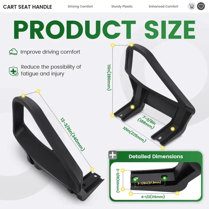 ECOTRIC E-Z-GO TXT Seat Handles Pair AI-319 image 3