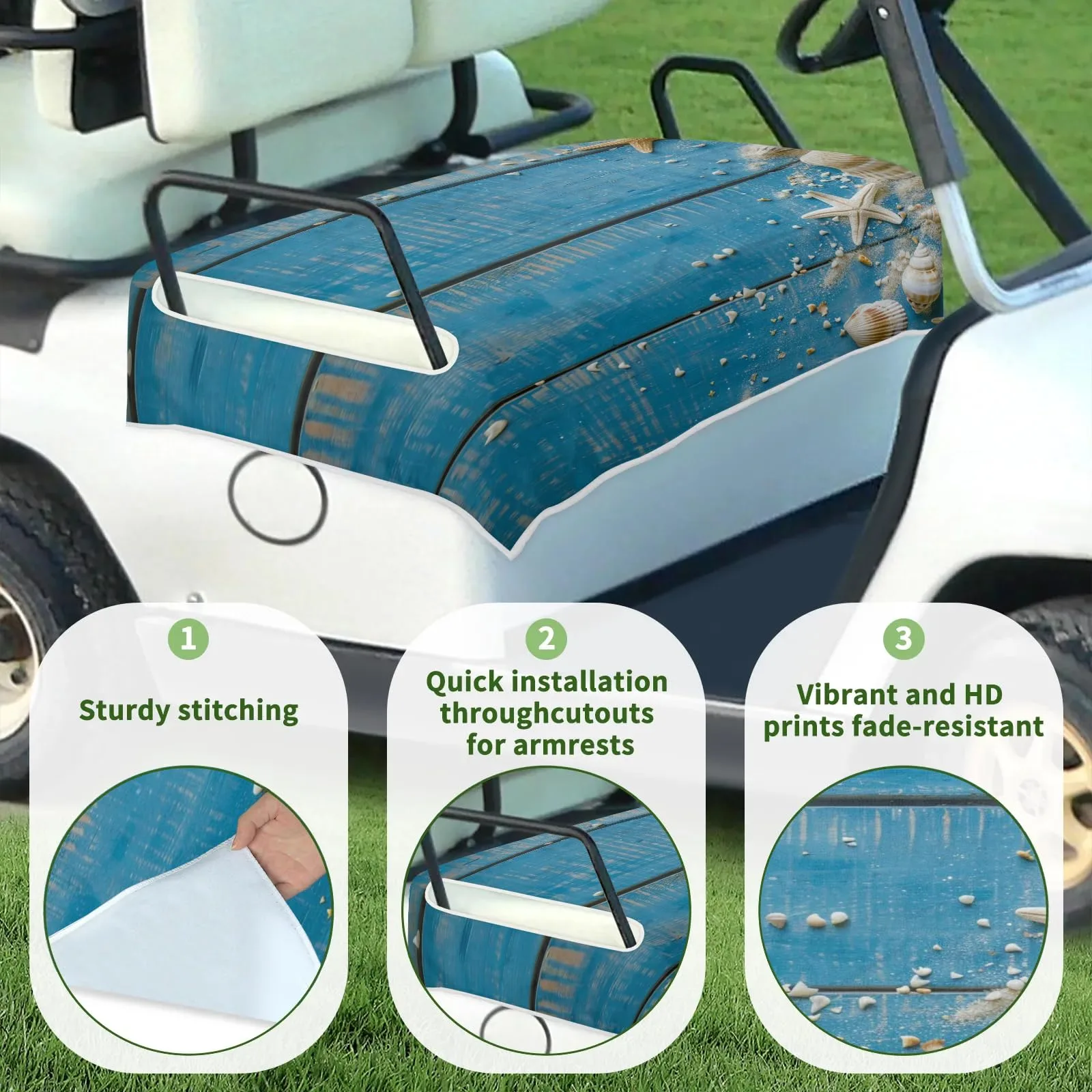 Tiveruda 51" x 31" Universal 2-Person Golf Cart Seat Cover image 3