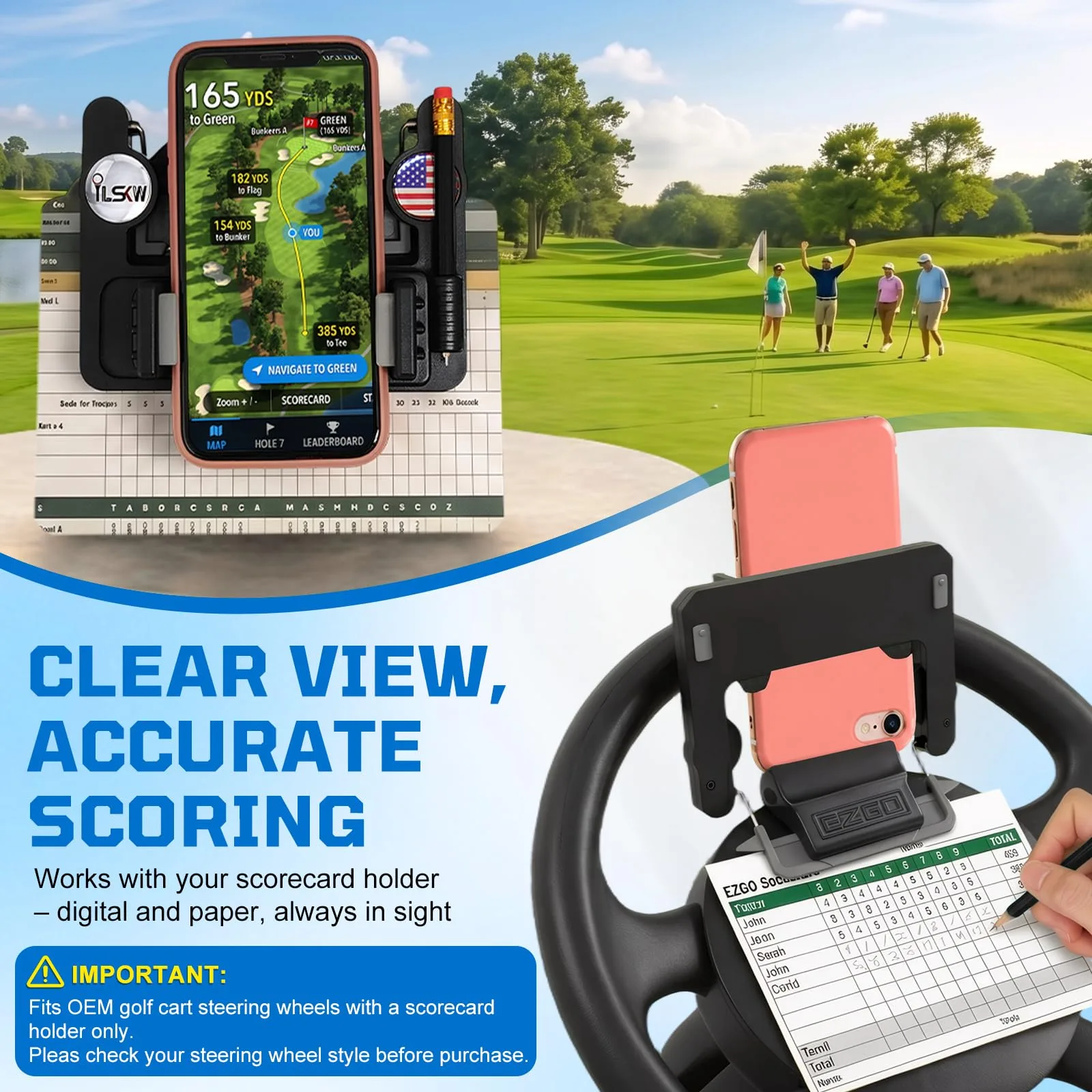 iLSKW Golf Cart Steering Wheel Phone Mount image 2