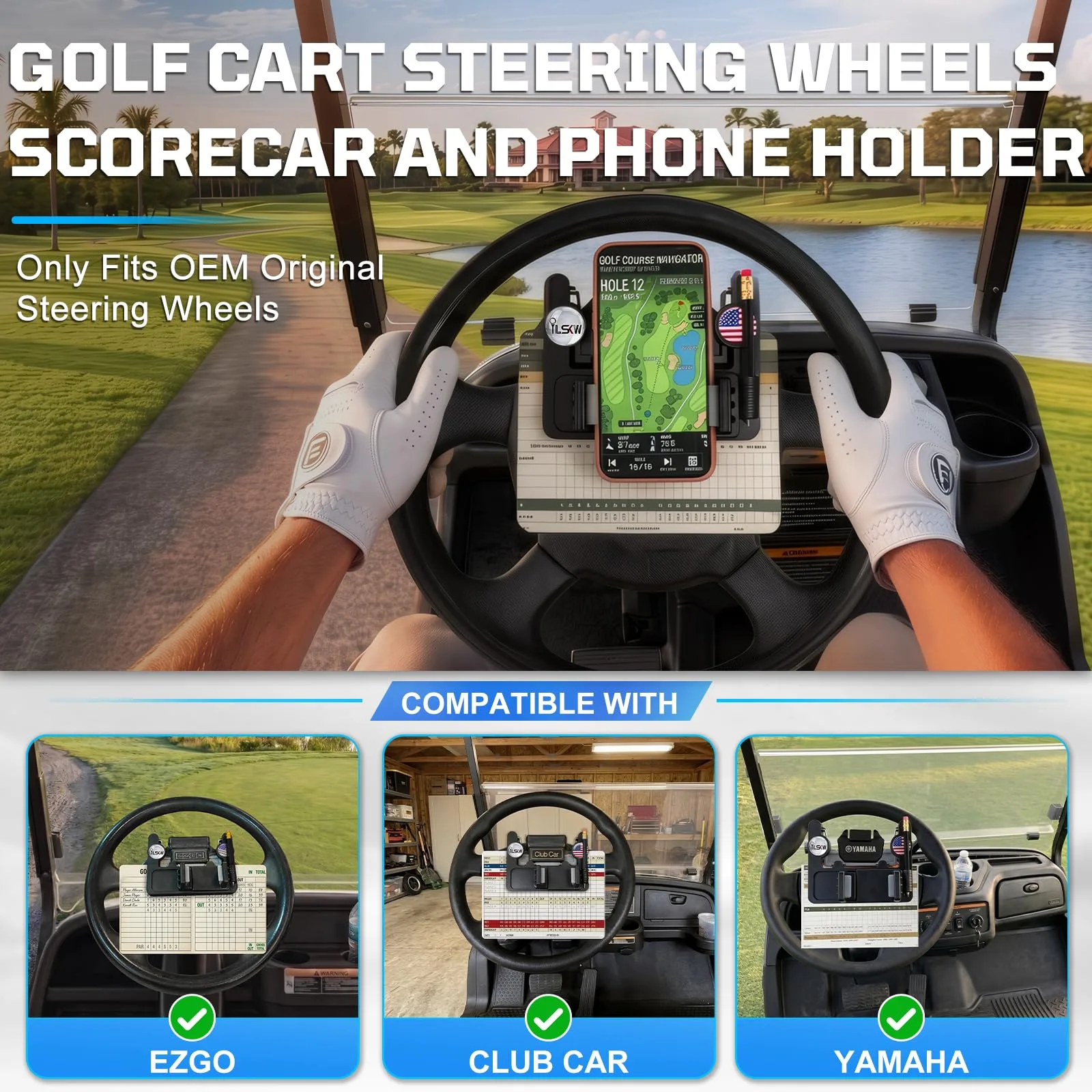 iLSKW Golf Cart Steering Wheel Phone Mount image 3