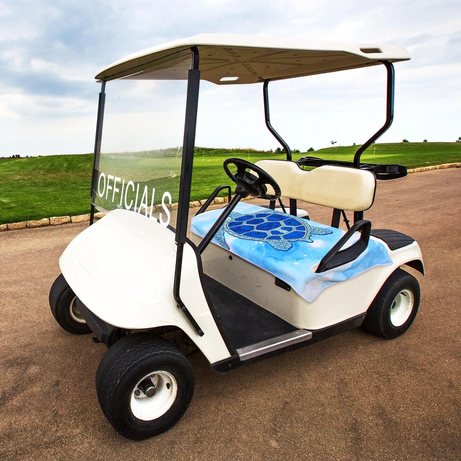 Peryiter 51x31 Microfiber Golf Cart Seat Cover — Blue Sea Turtle image 4